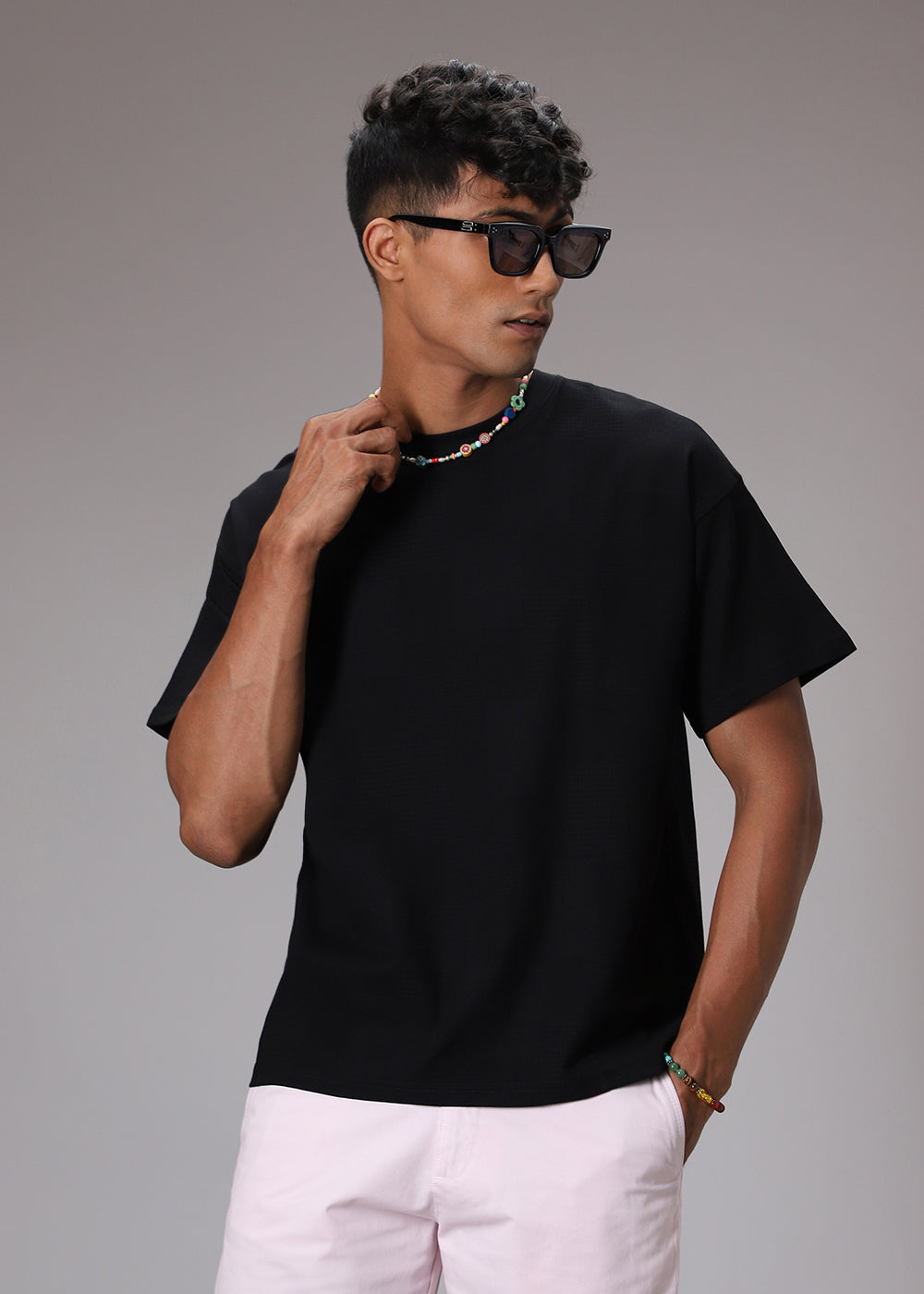 Noir Black Patterned T-shirt
