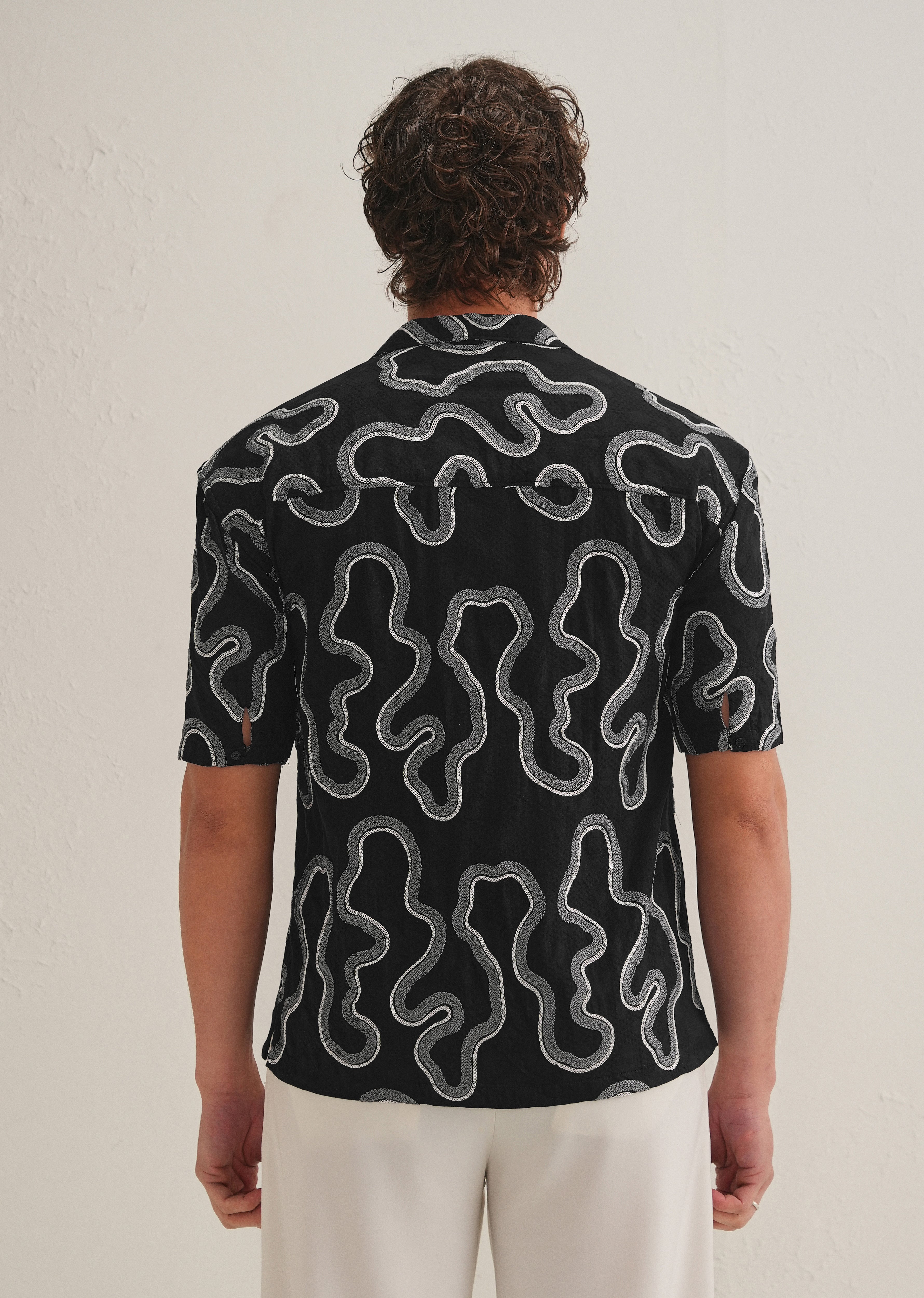 Noir Black Embroidered Shirt