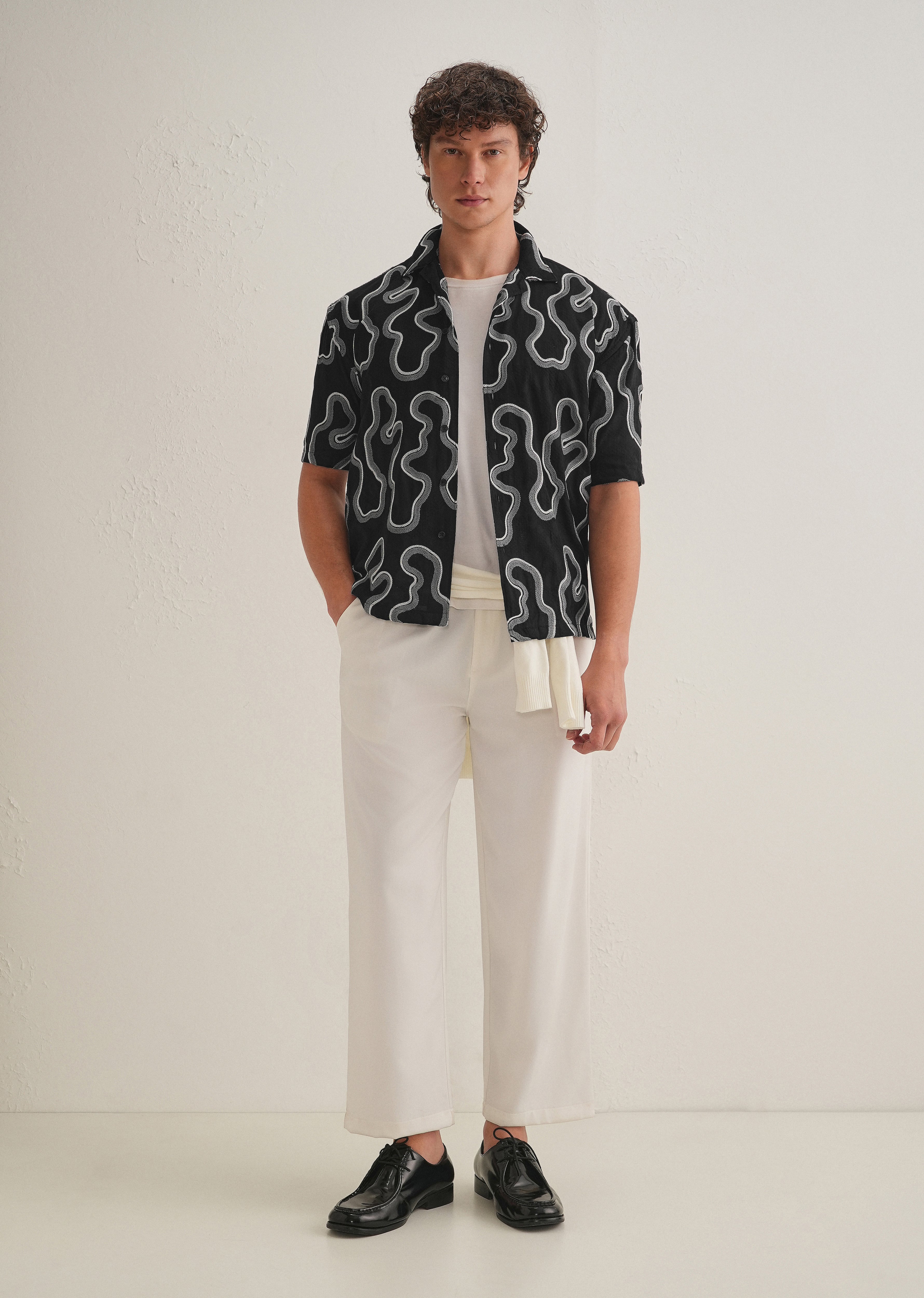 Noir Black Embroidered Shirt