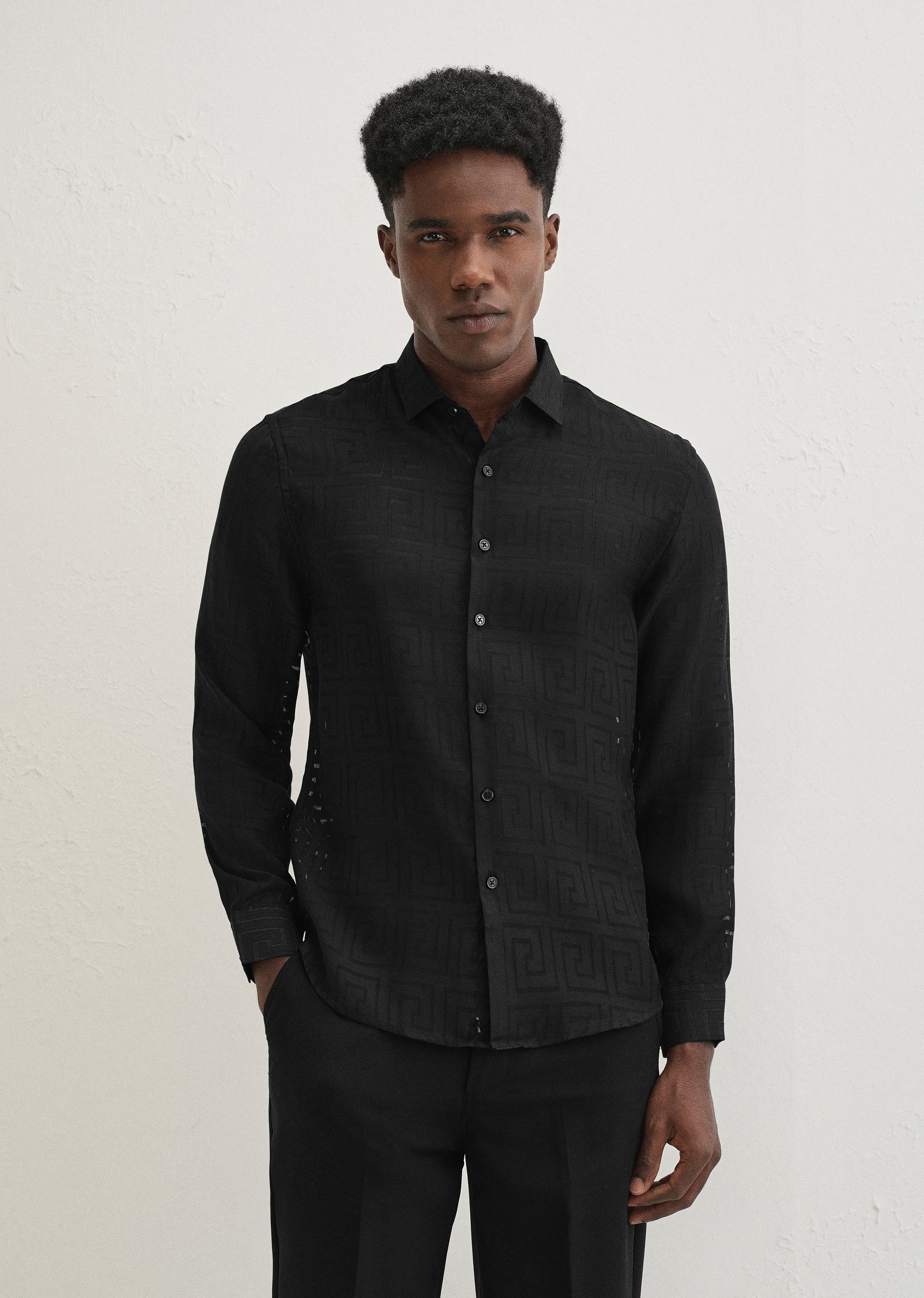 Noir Black Laser Cut Shirt