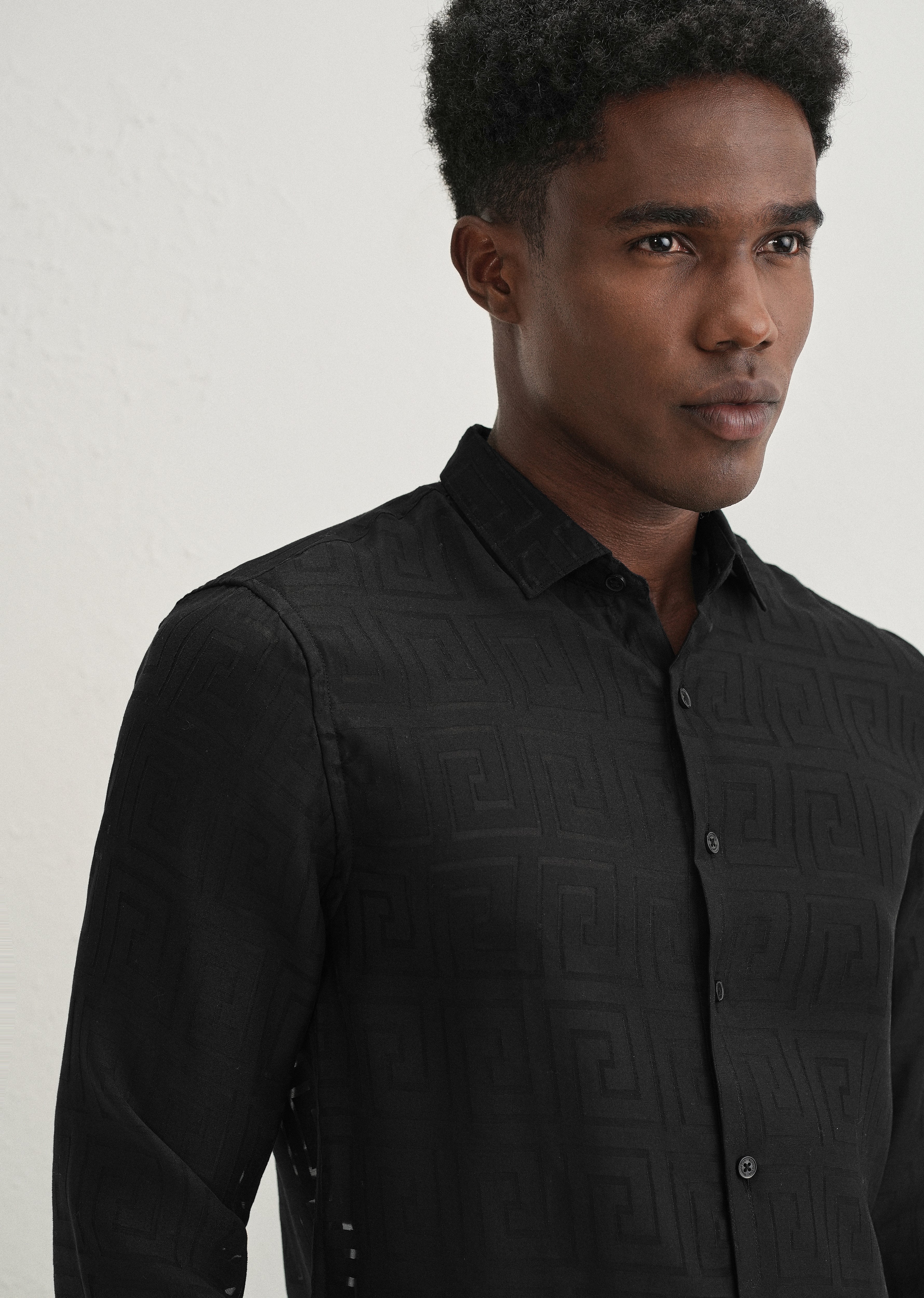 Noir Black Laser Cut Shirt