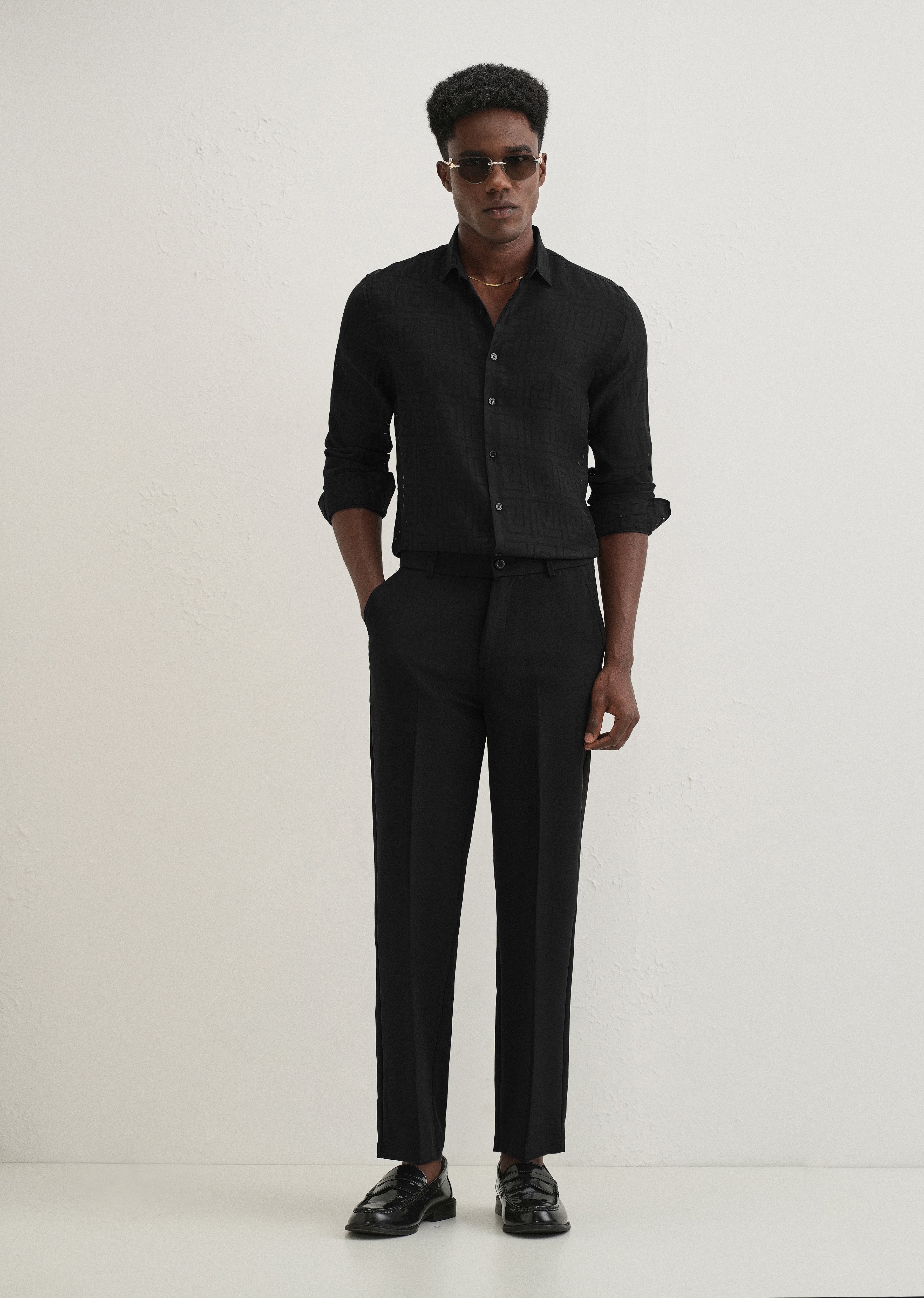 Noir Black Laser Cut Shirt