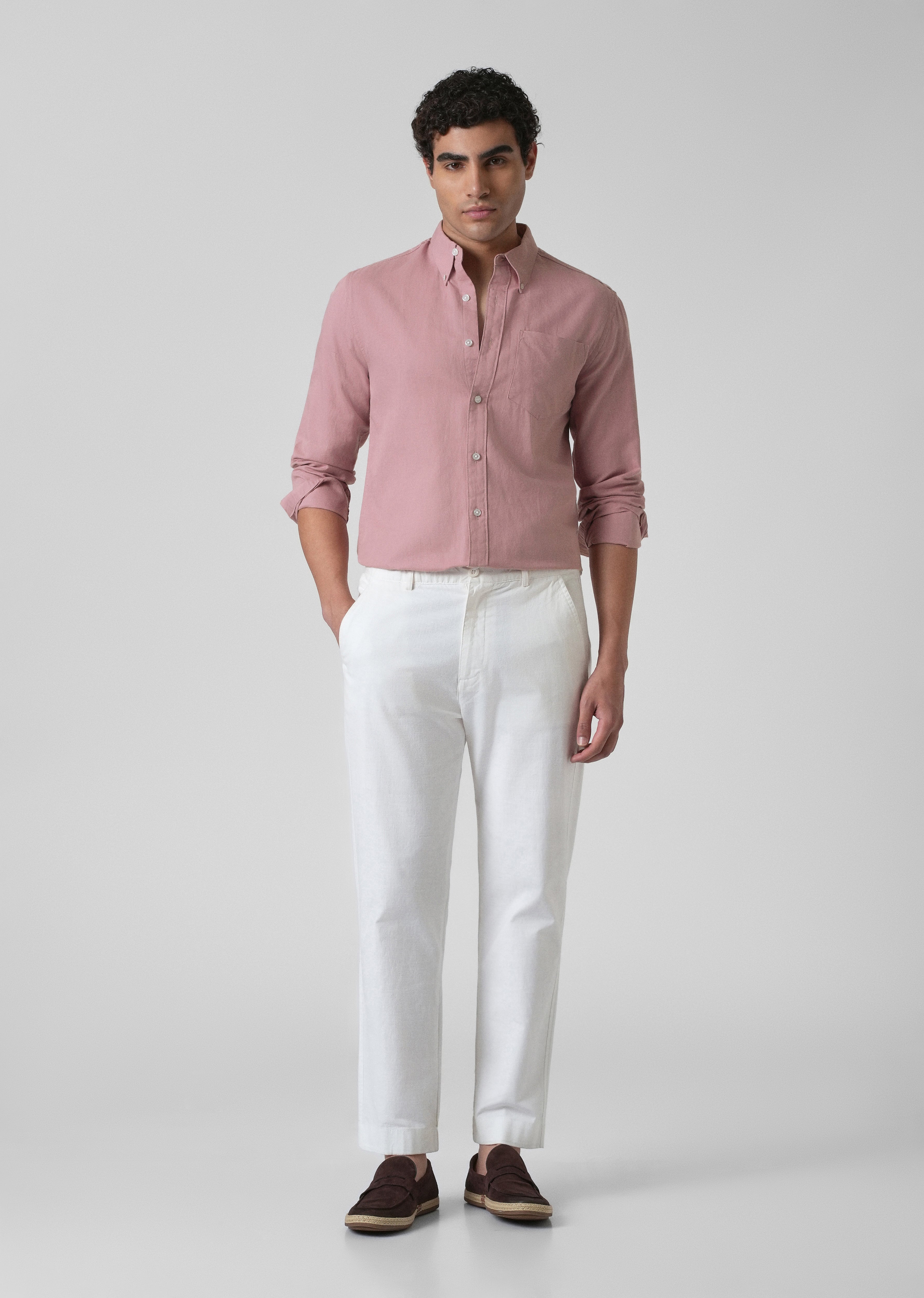 Nude Pink Cotton Linen Shirt
