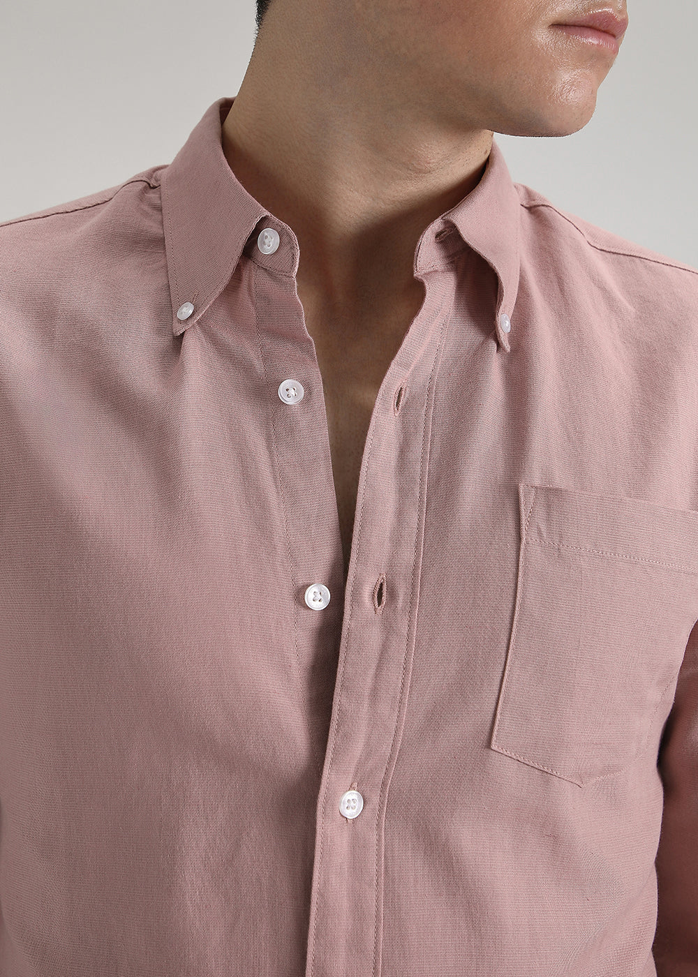 Nude Pink Cotton Linen Shirt