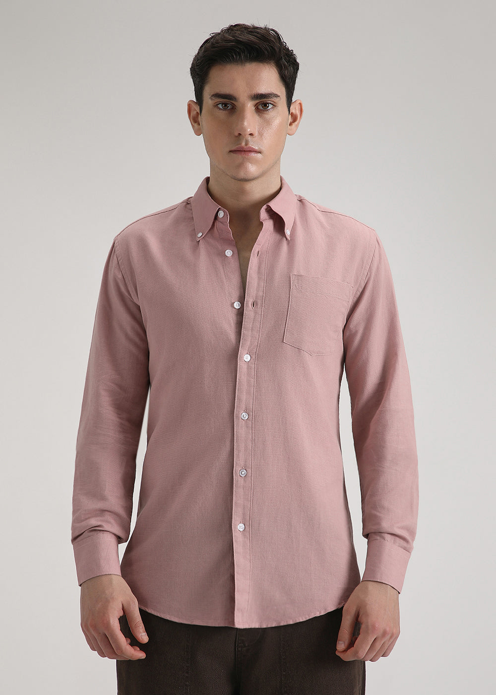 Nude Pink Cotton Linen Shirt