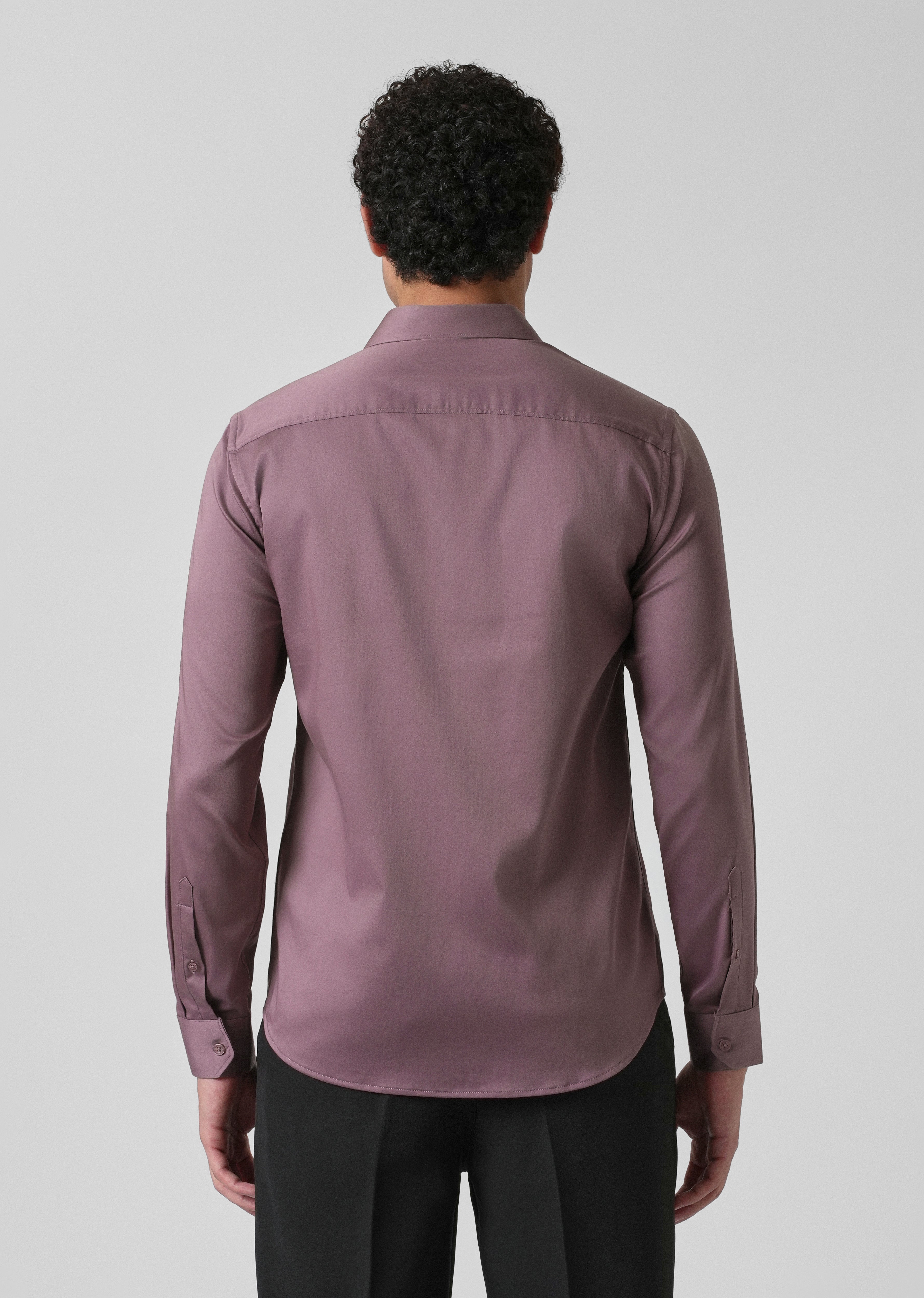 Nude Pink Plain Satin Shirt