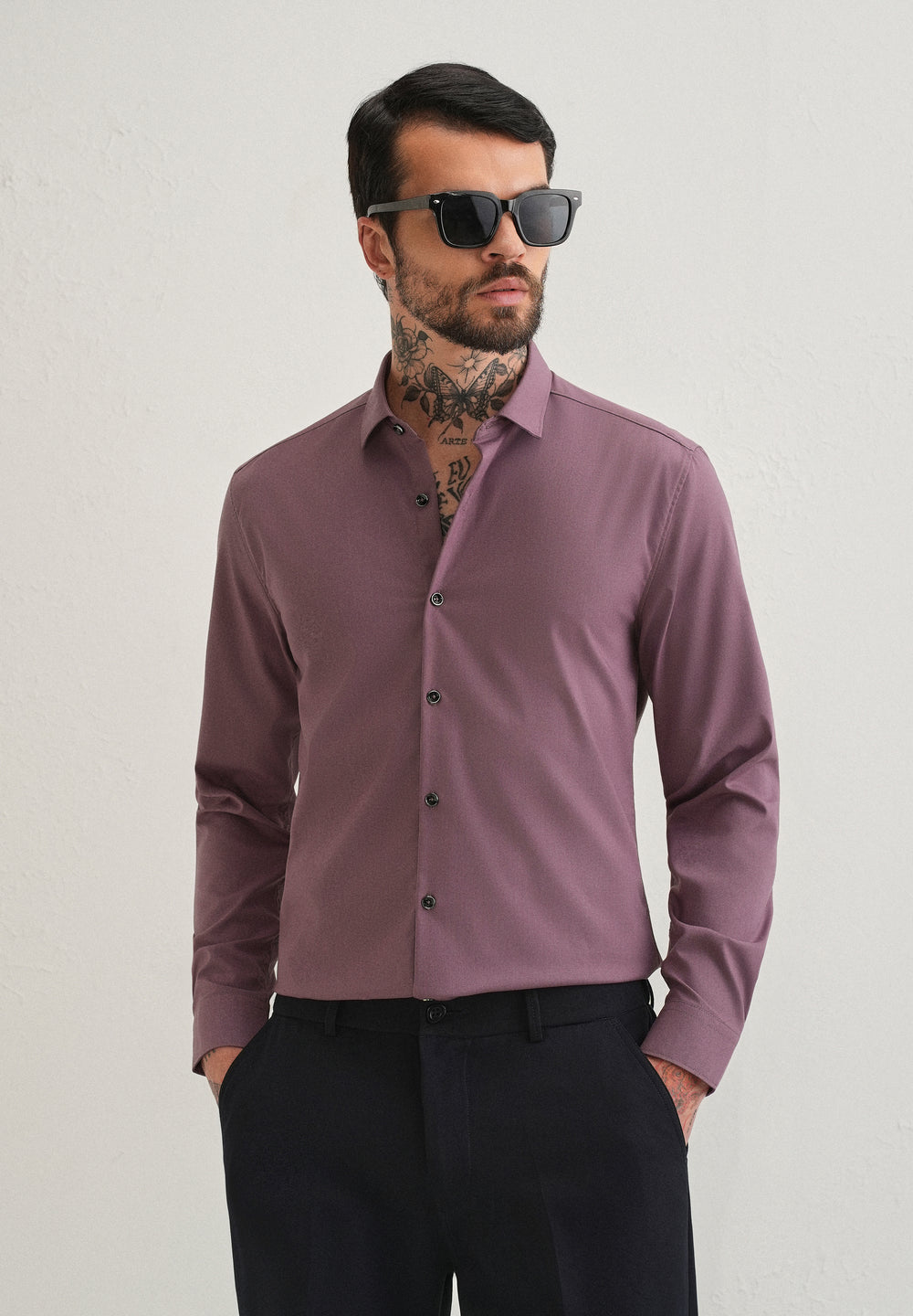 Nude Pink Plain Wrinkle Free Shirt