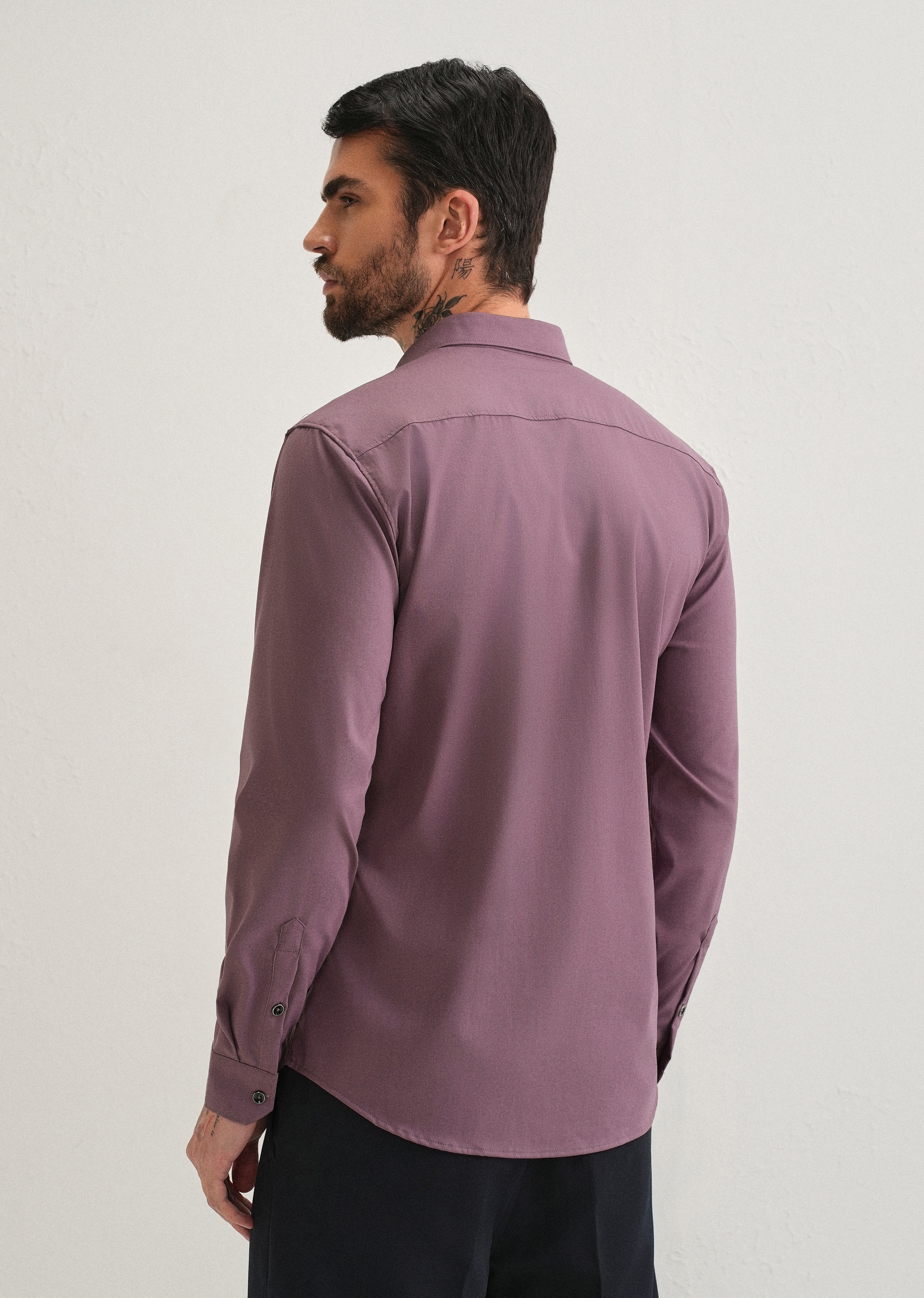 Nude Pink Plain Wrinkle Free Shirt