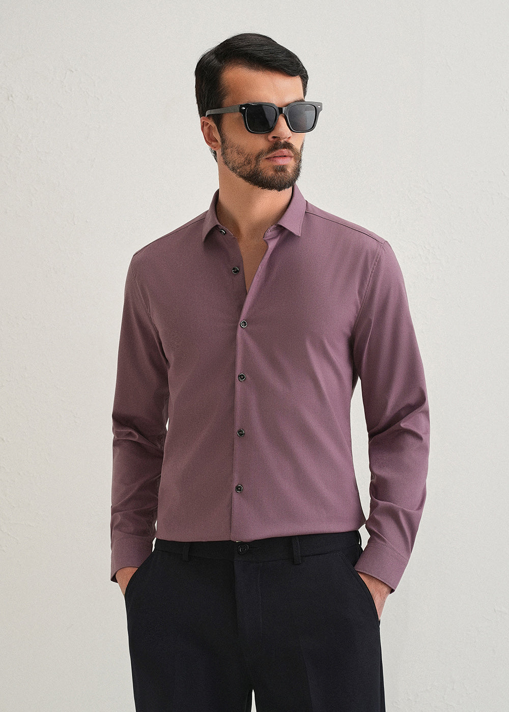 Nude Pink Plain Wrinkle Free Shirt