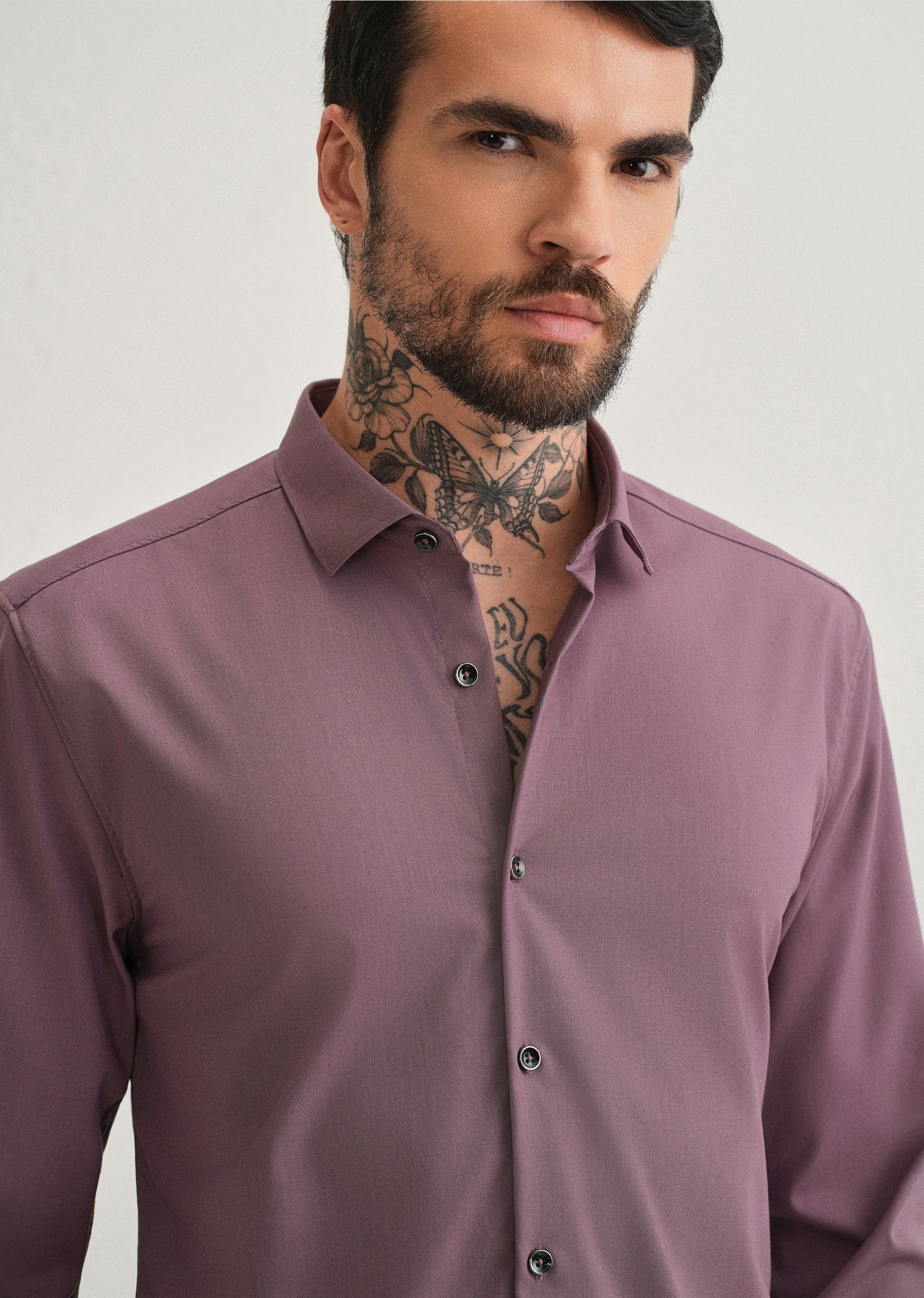 Nude Pink Plain Wrinkle Free Shirt