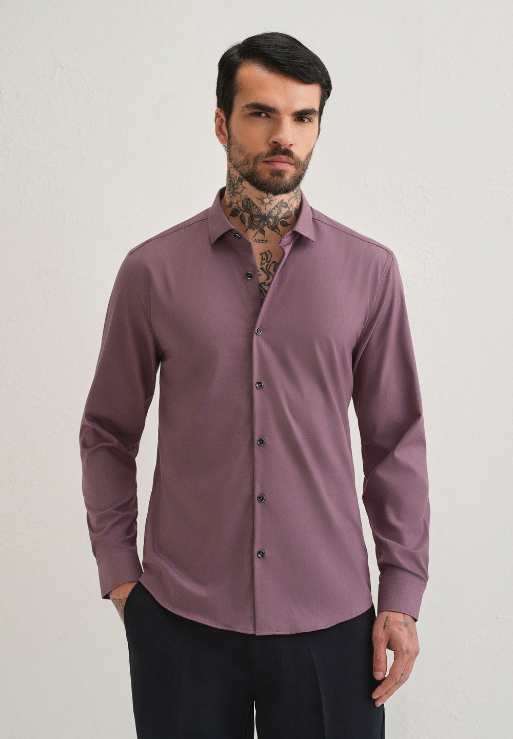 Nude Pink Plain Wrinkle Free Shirt