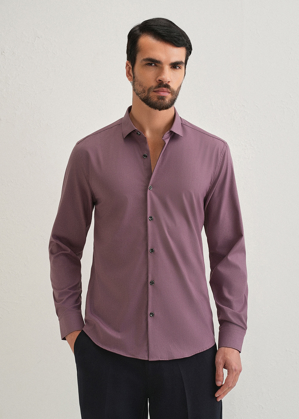 Nude Pink Plain Wrinkle Free Shirt