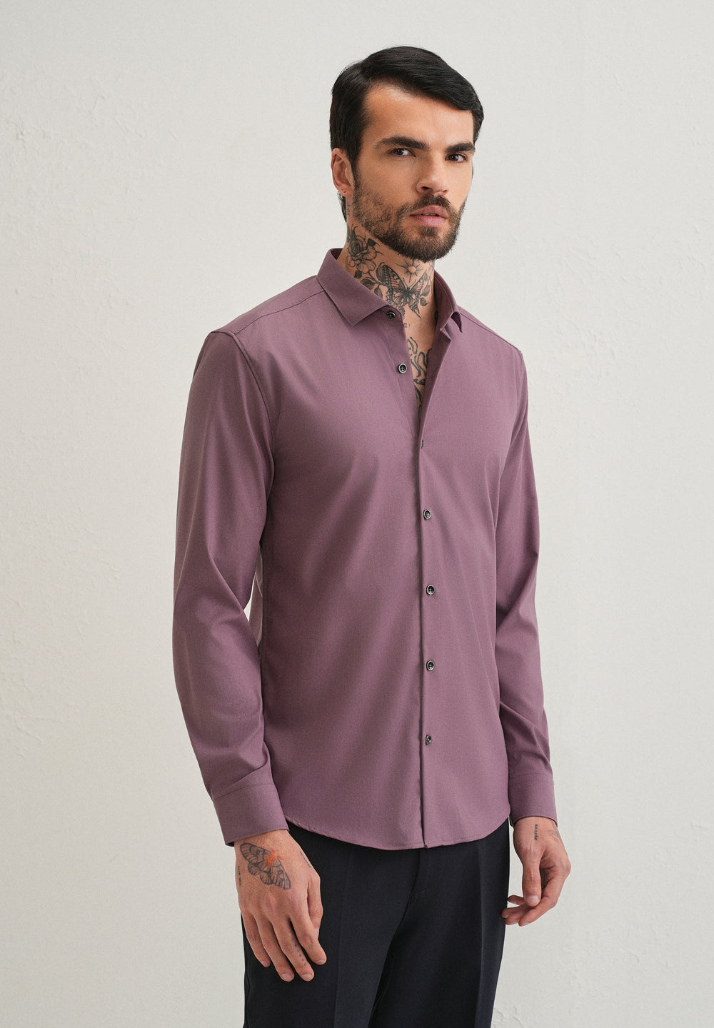 Nude Pink Plain Wrinkle Free Shirt