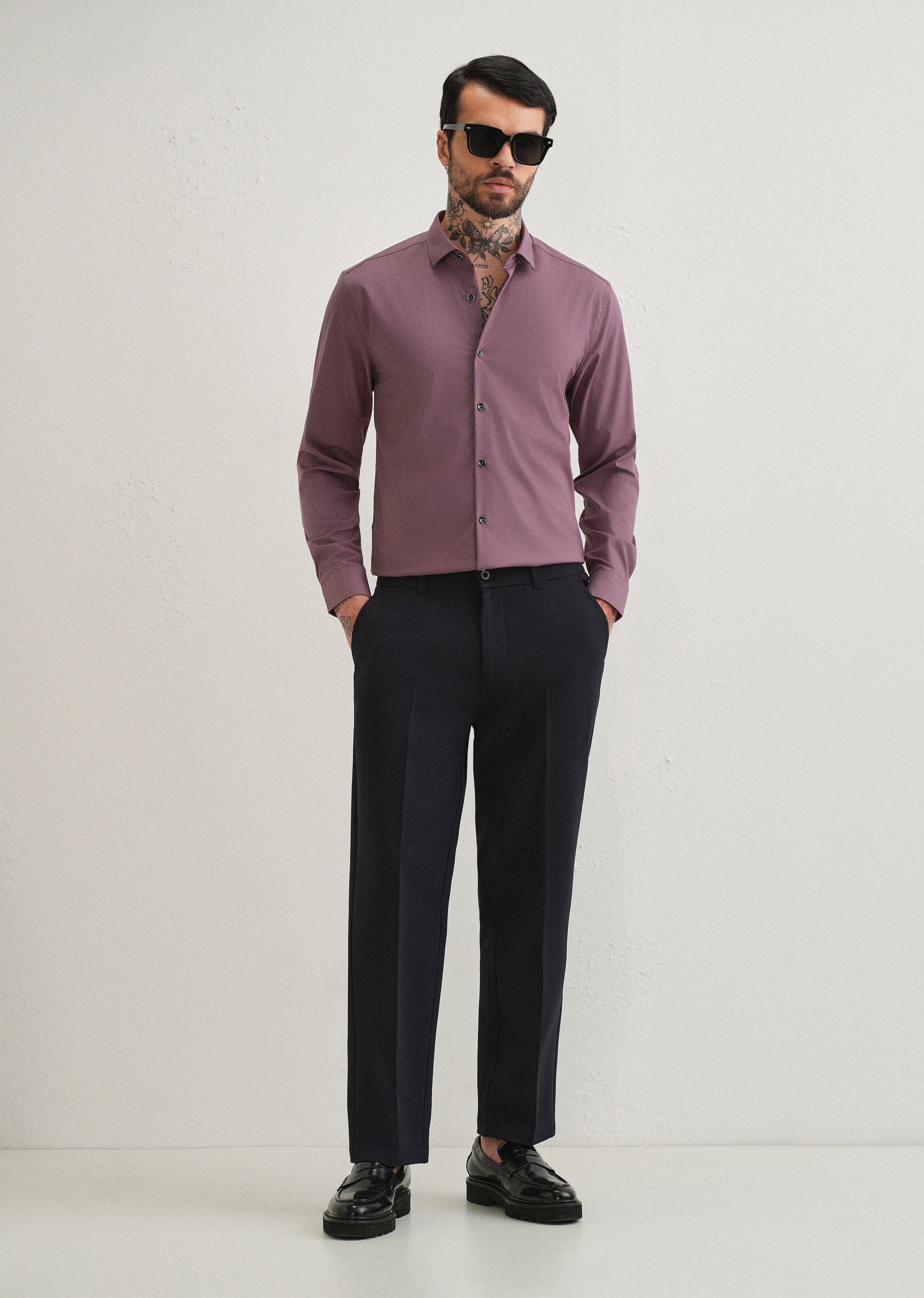 Nude Pink Plain Wrinkle Free Shirt