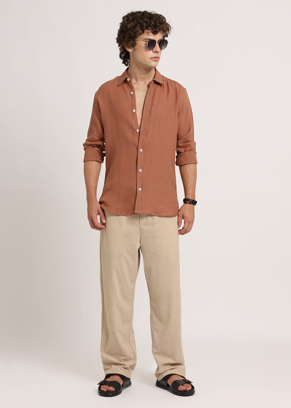 Ochre Brown Linen Shirt