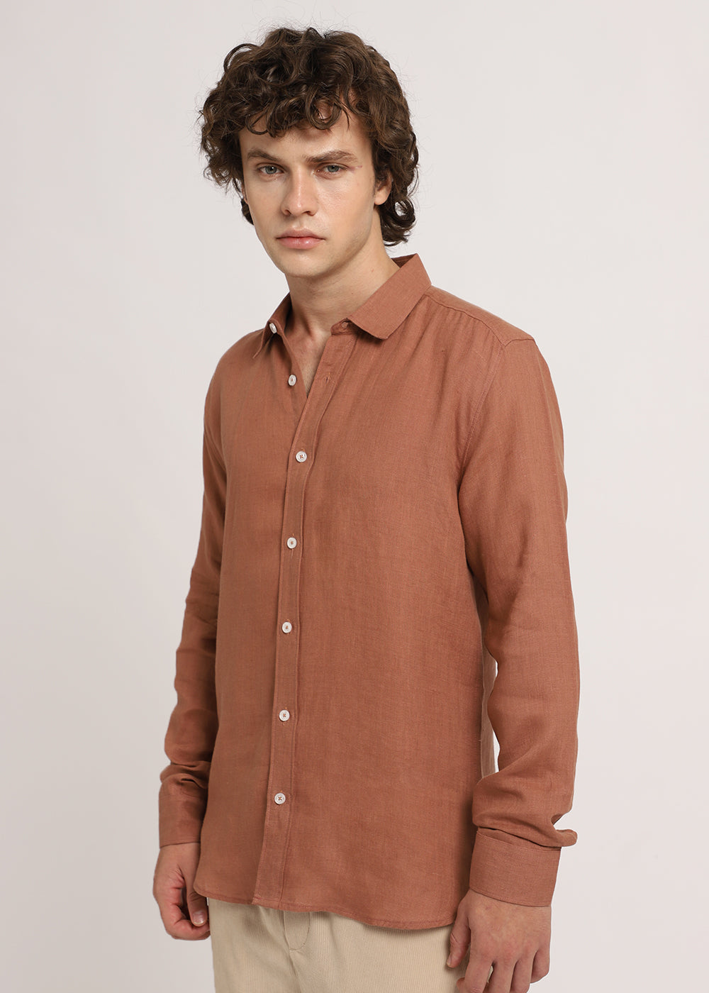 Ochre Brown Linen Shirt
