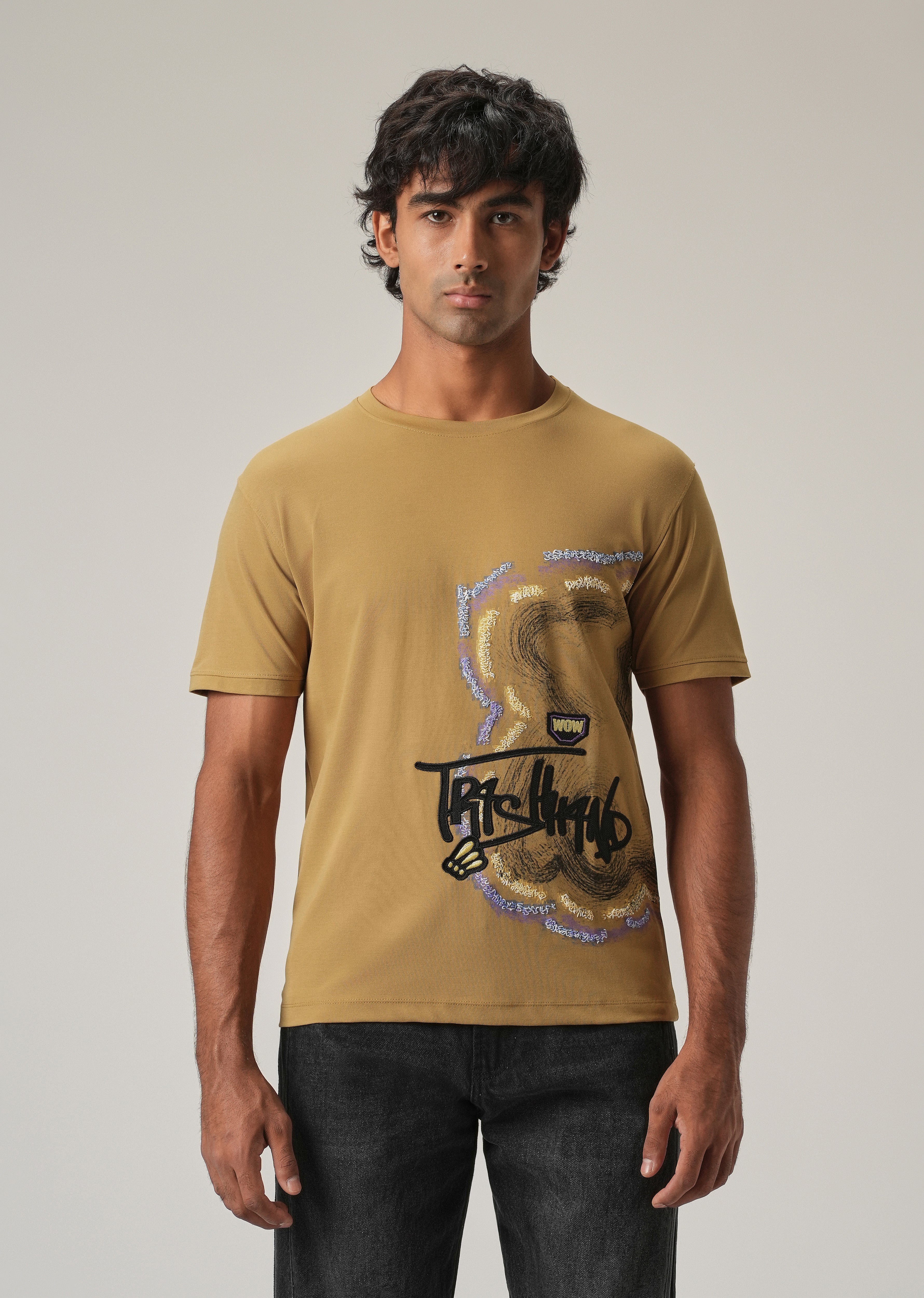 Ochre Print Slim Fit T-Shirt