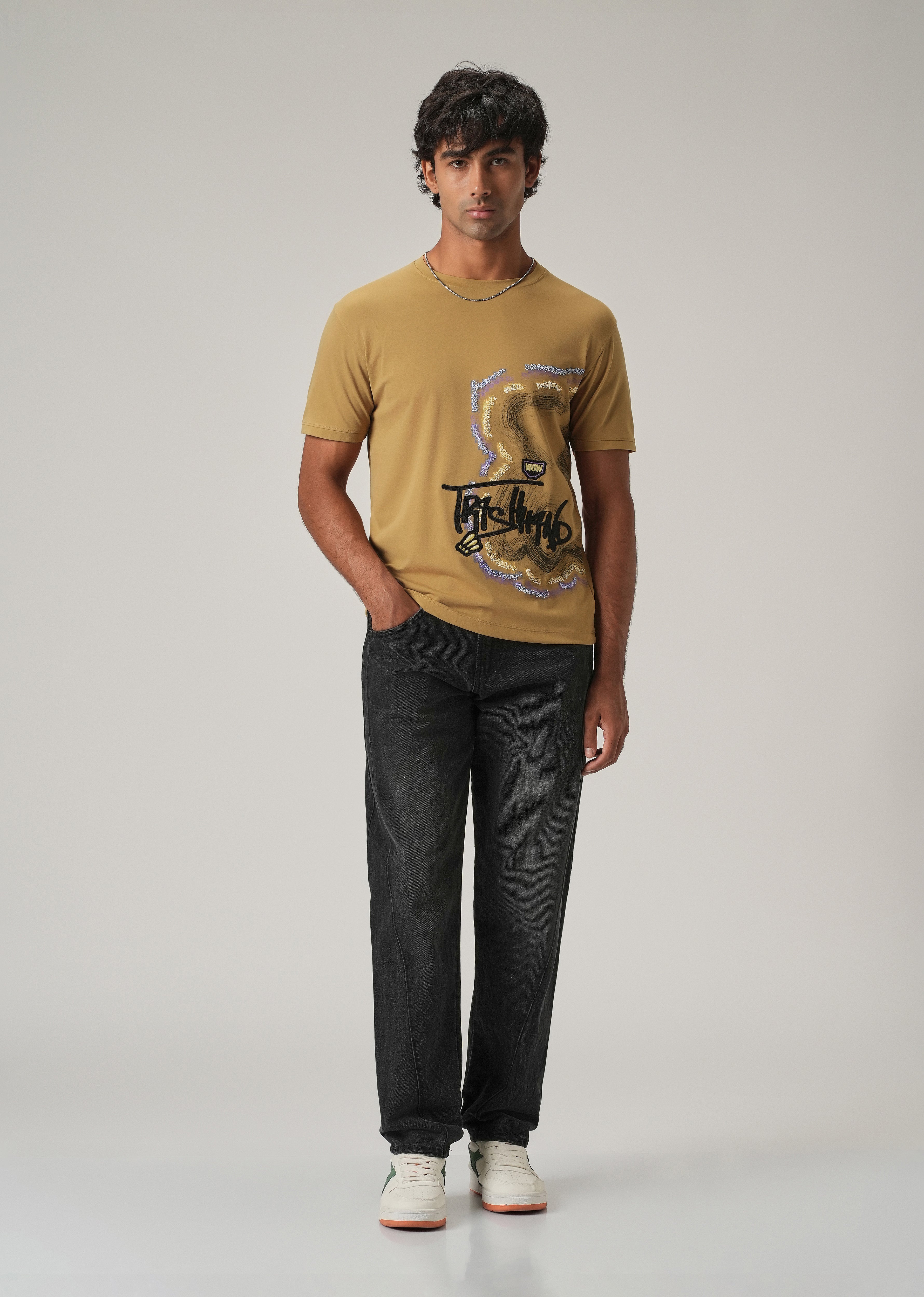 Ochre Print Slim Fit T-Shirt