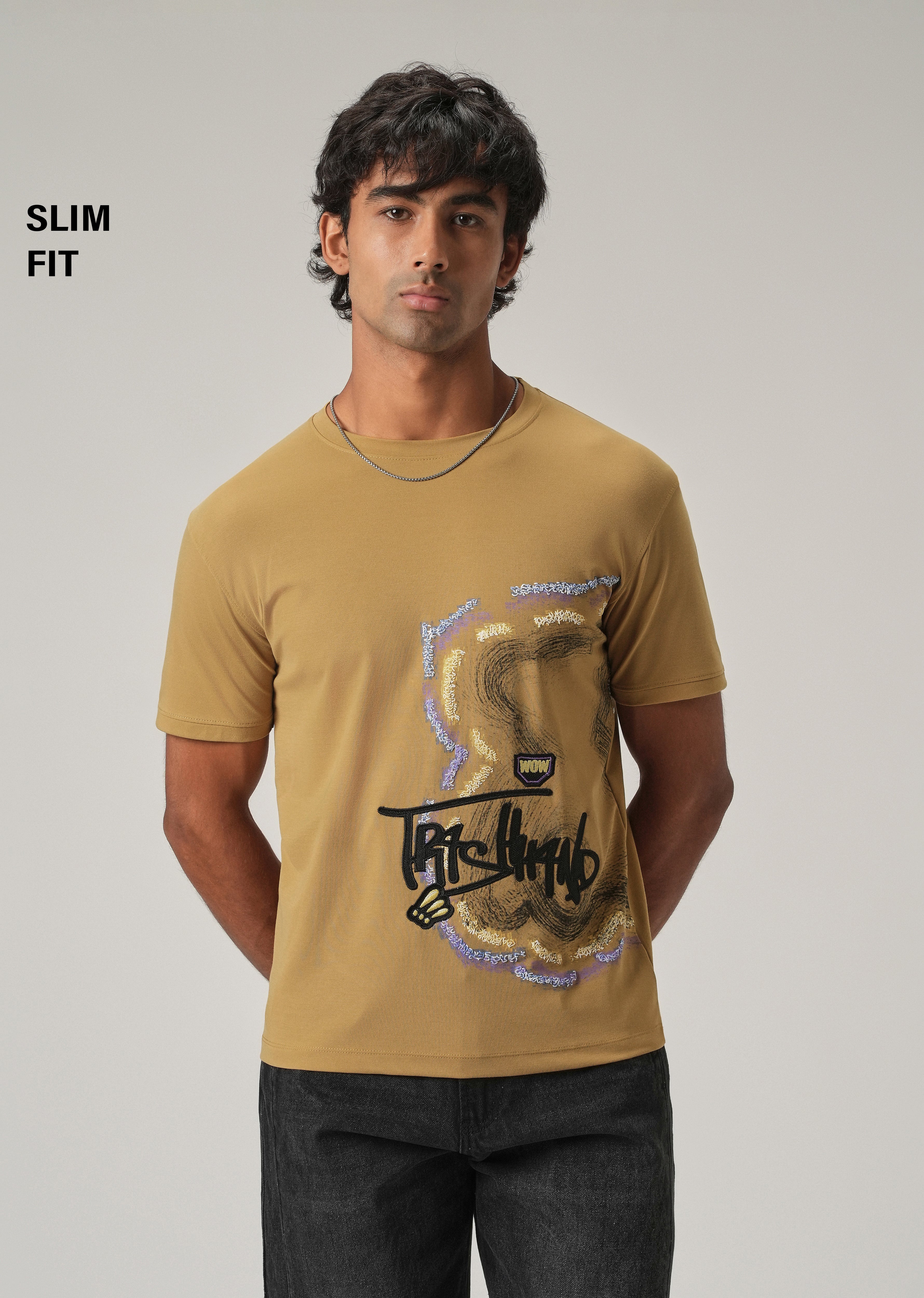 Ochre Print Slim Fit T-Shirt