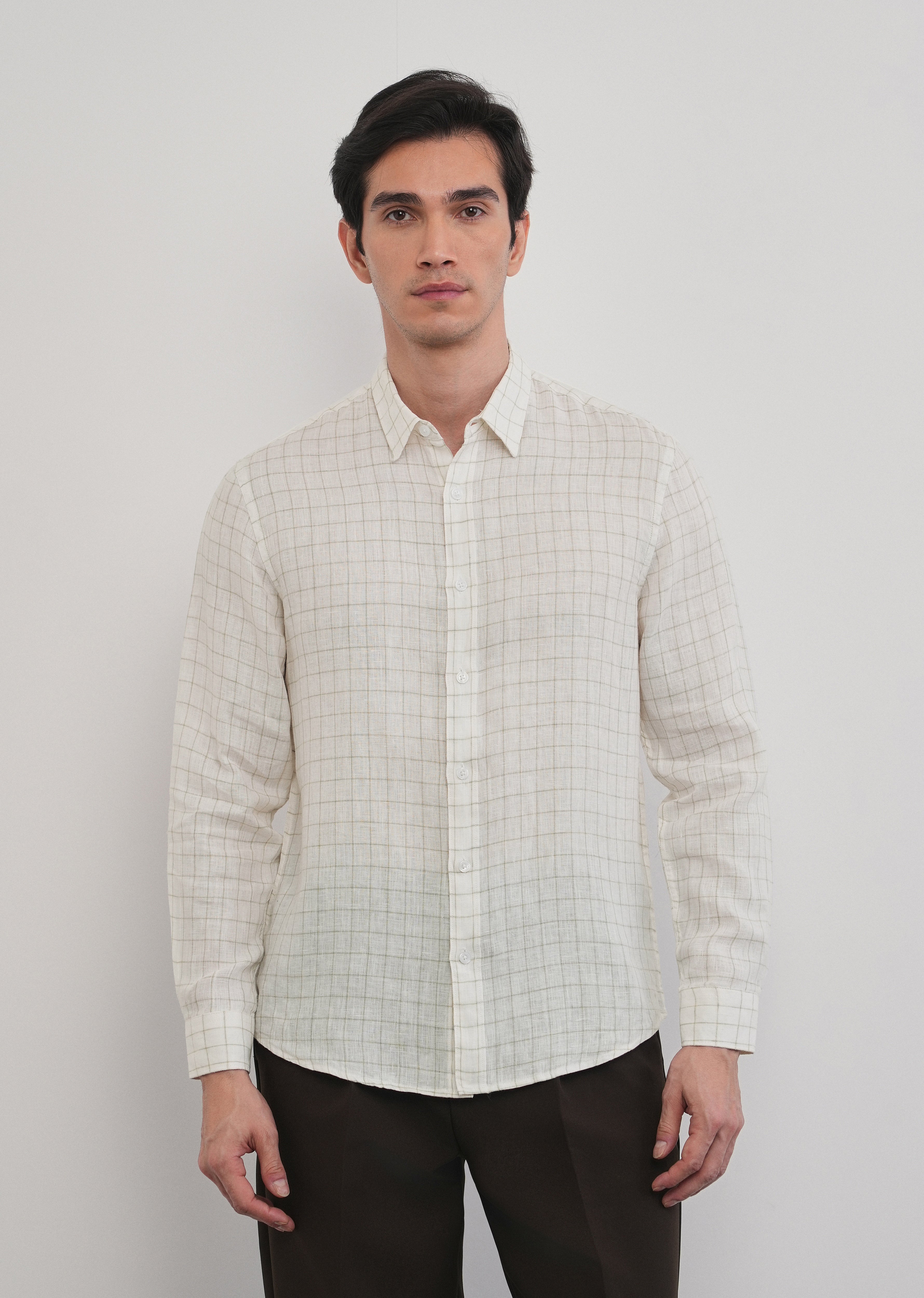 Off-White 100% Pure Linen Check Shirt