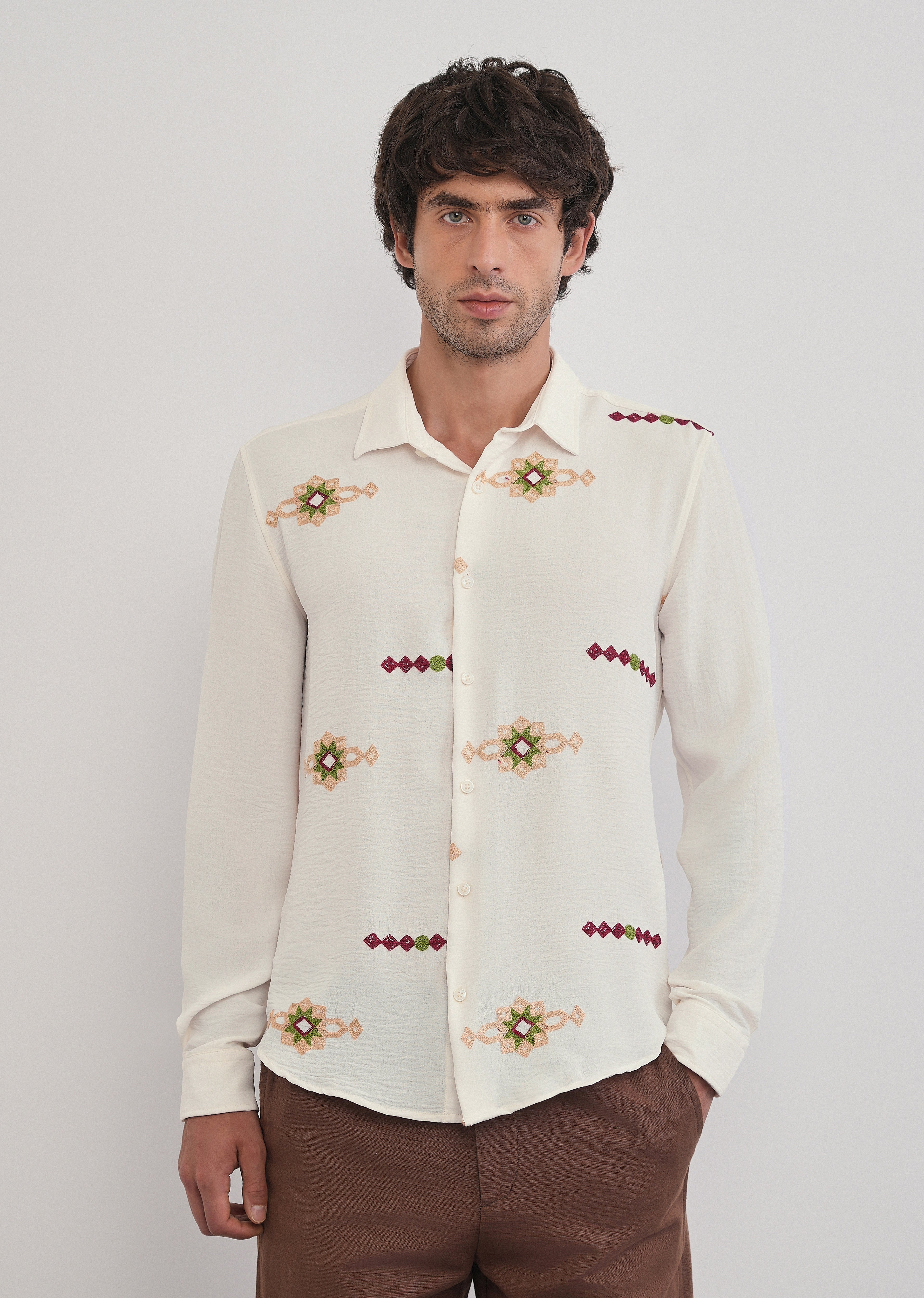 Off-White Artisan Embroidered Shirt