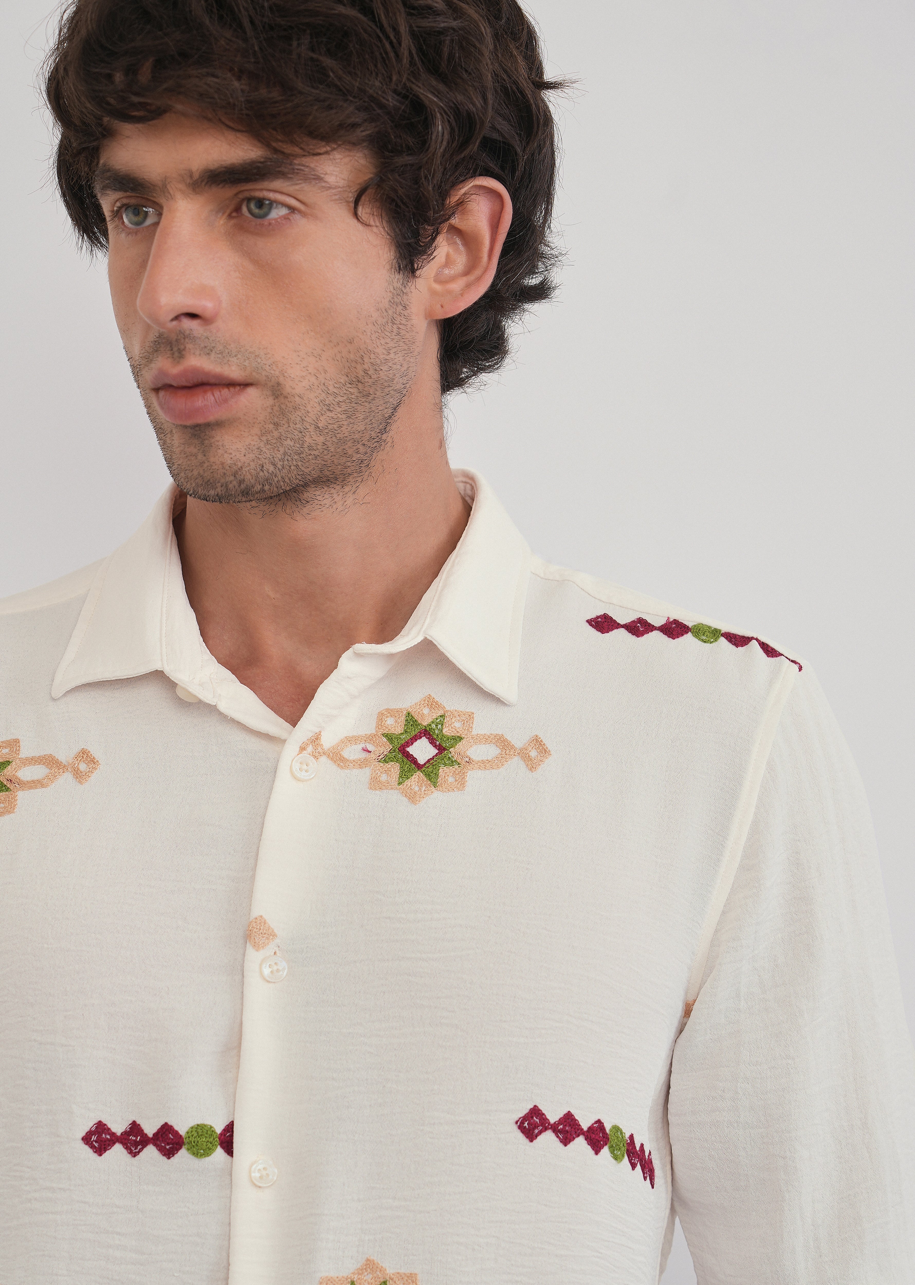Off-White Artisan Embroidered Shirt