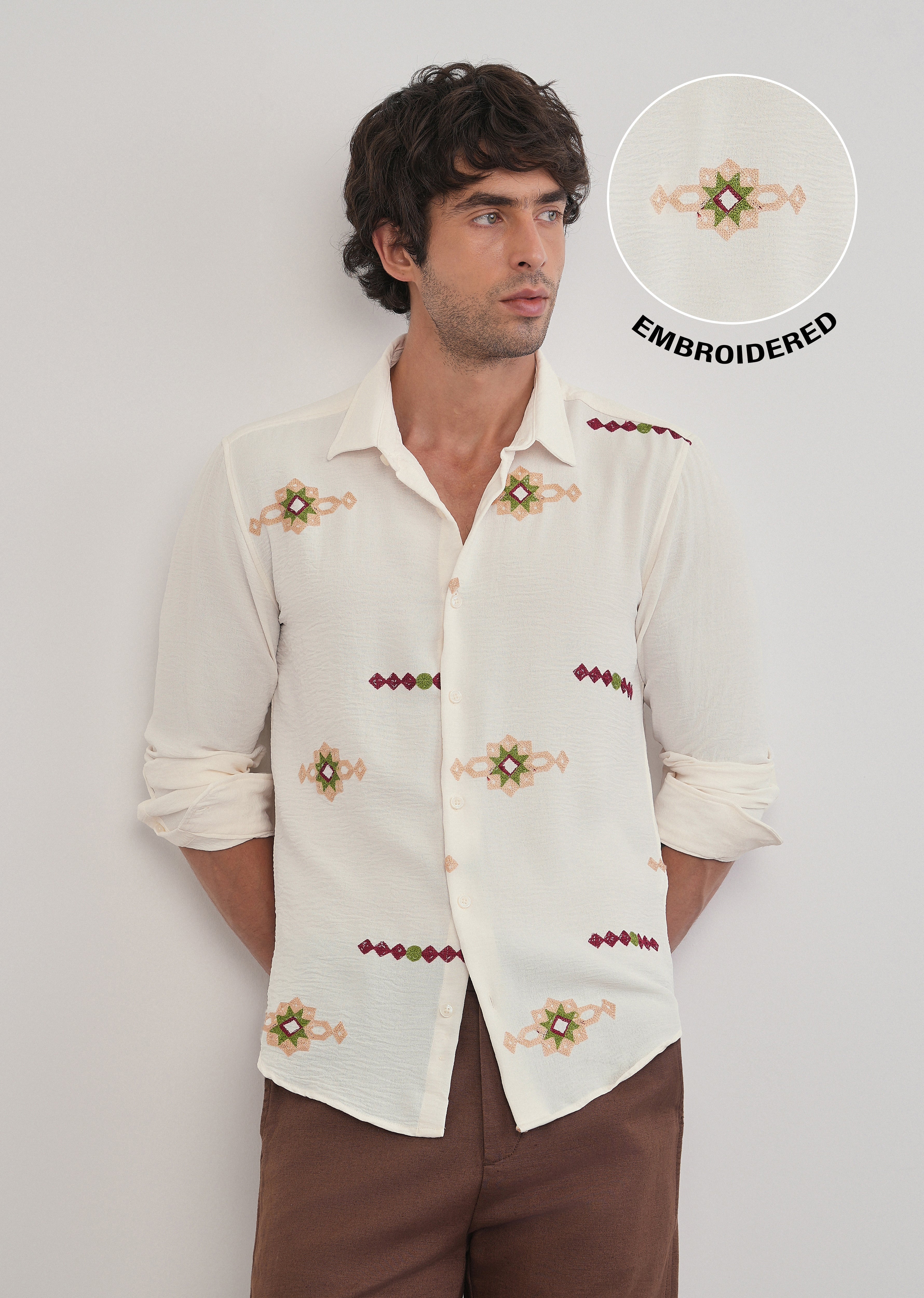Off-White Artisan Embroidered Shirt