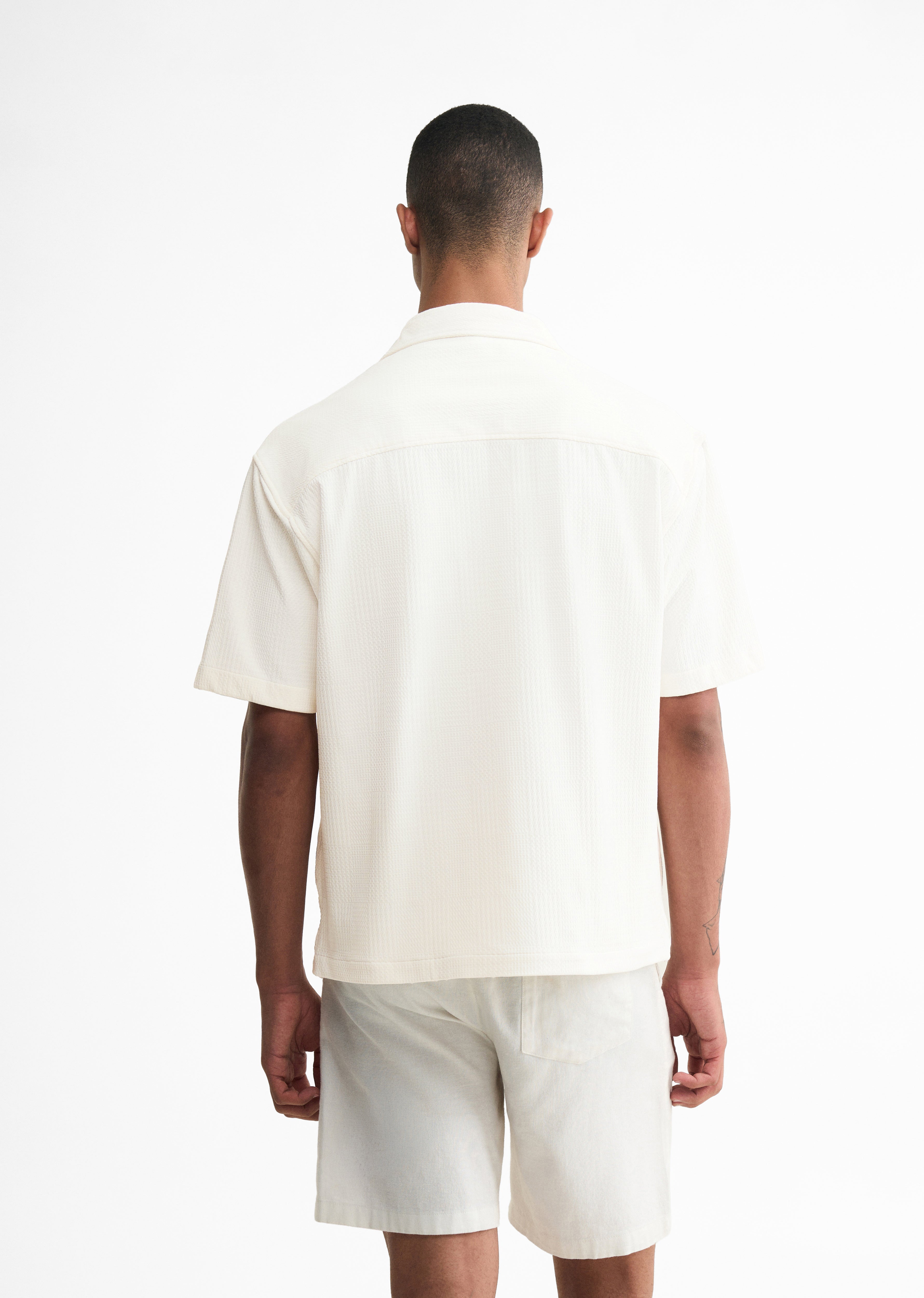 Off-White Textured Knitted Shirt