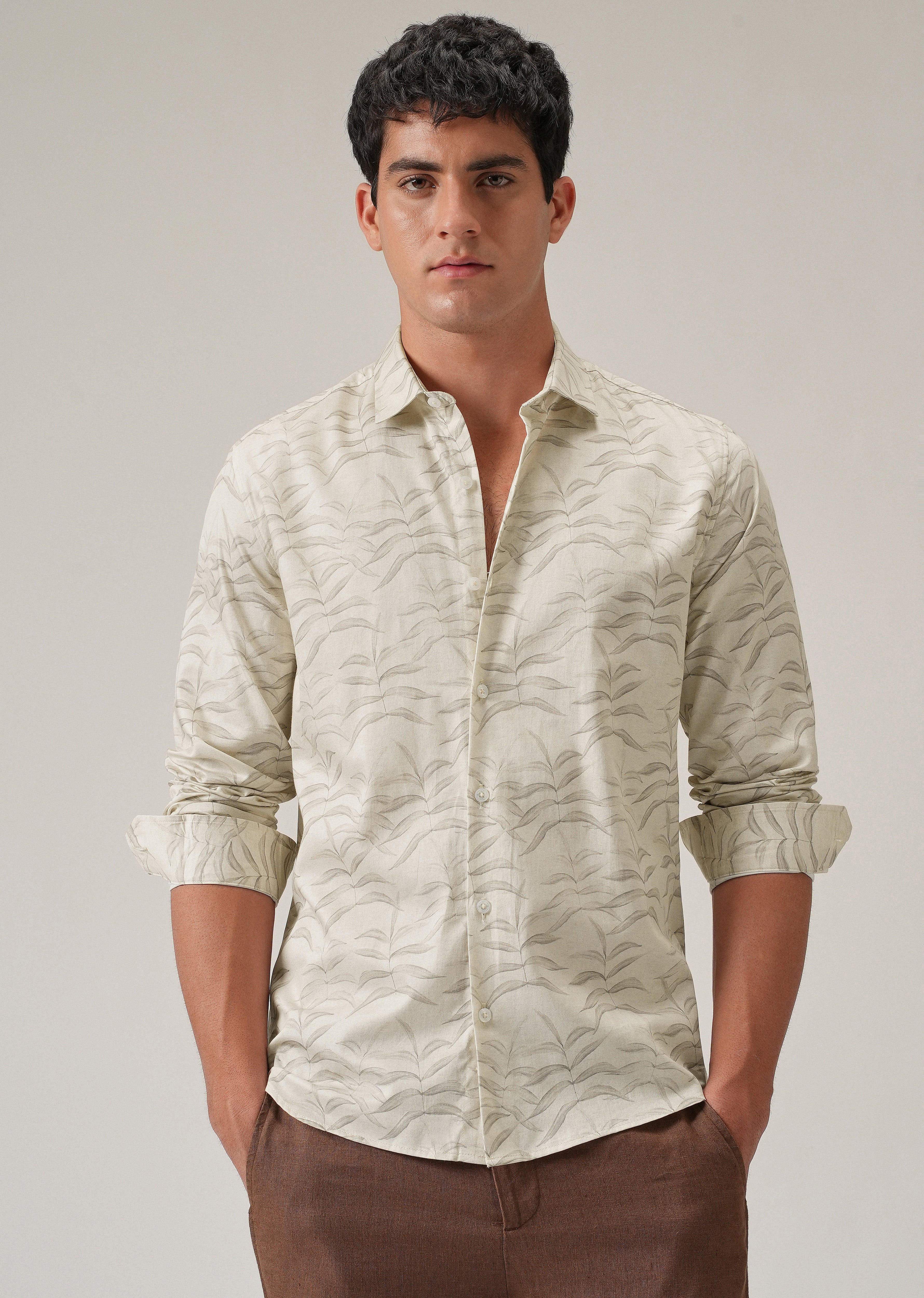 Off-White Leaf Print Shirt