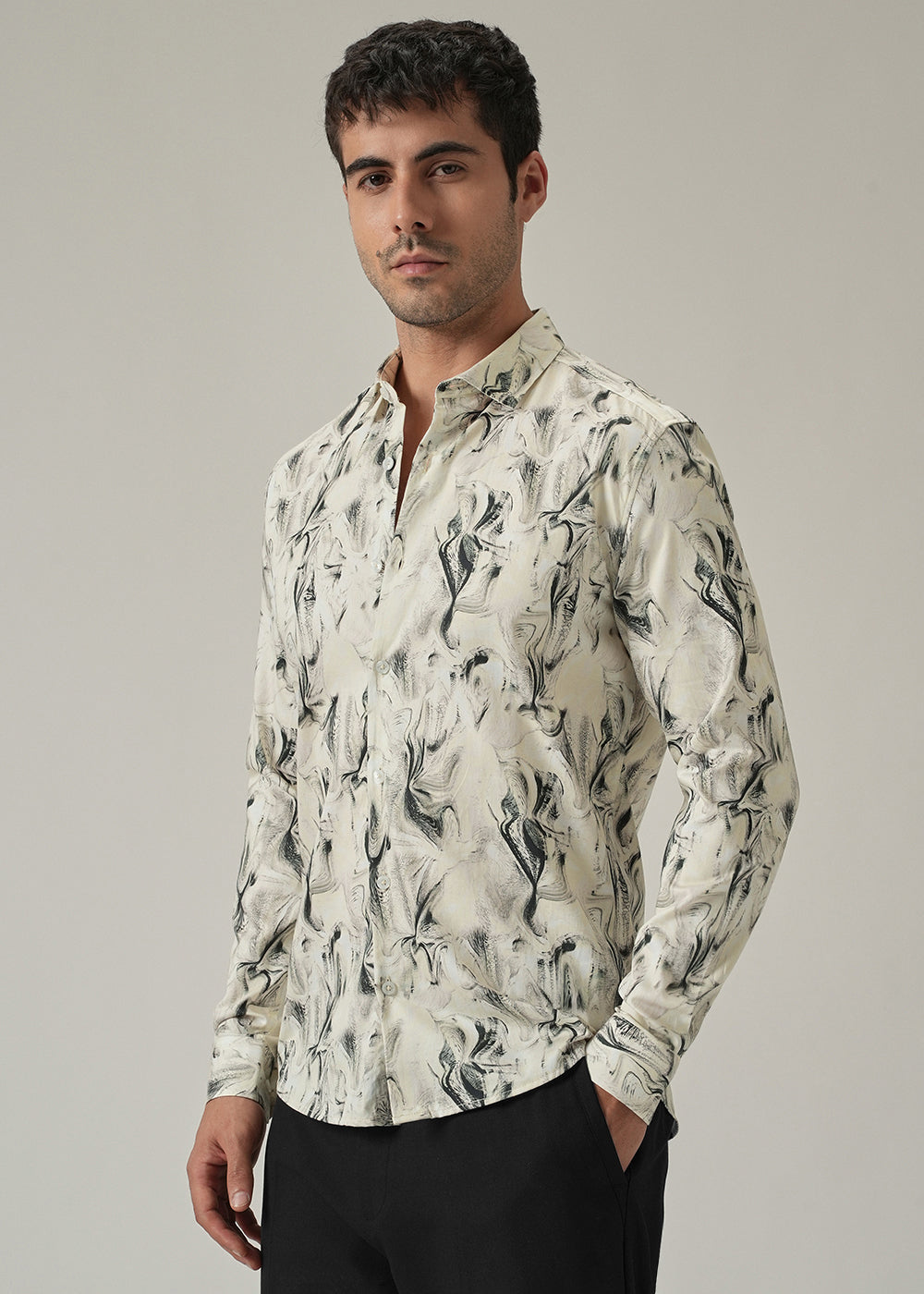 Off-White Marble Print Shirt