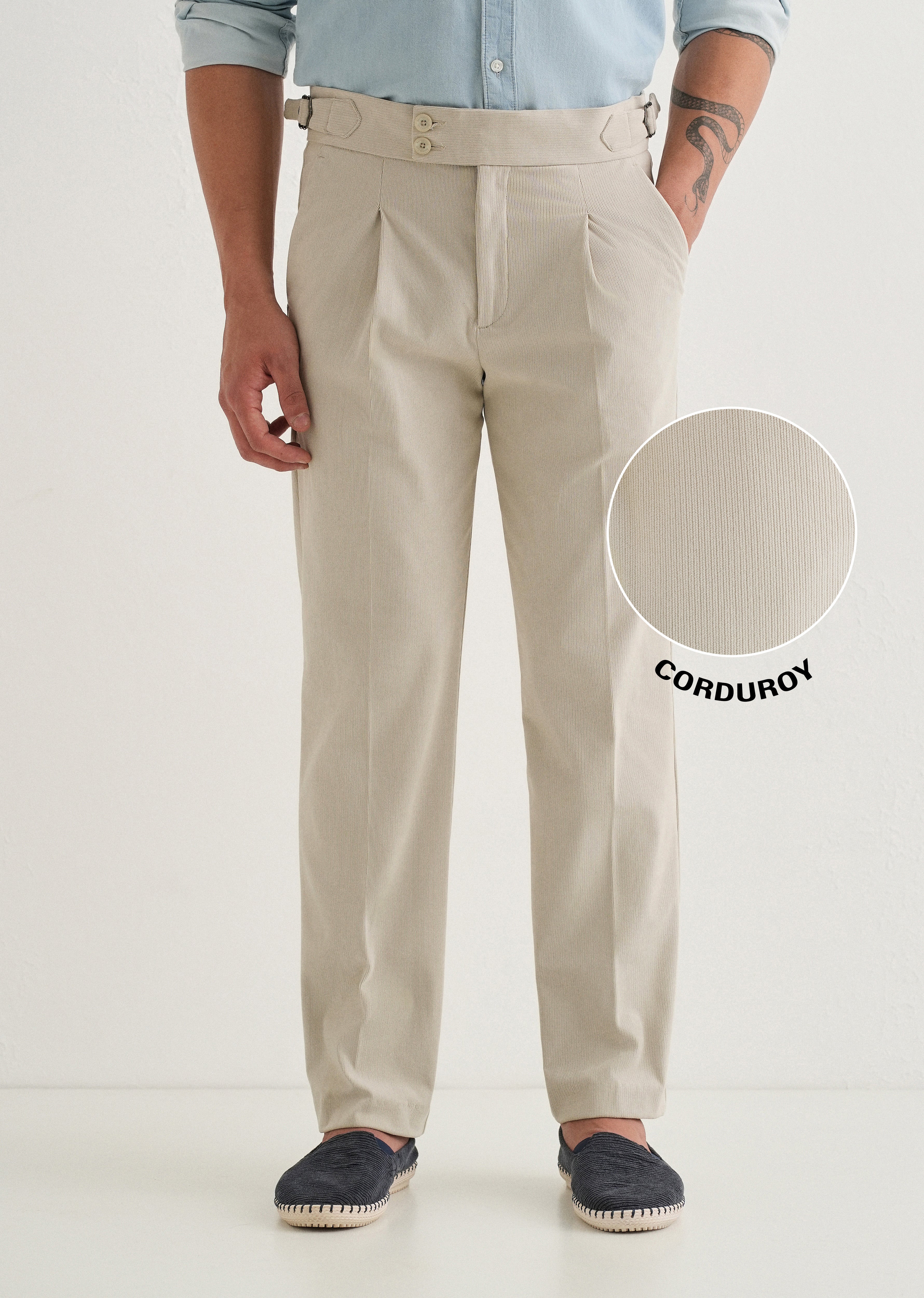 Off-White Pleated Corduroy Gurkha Pant