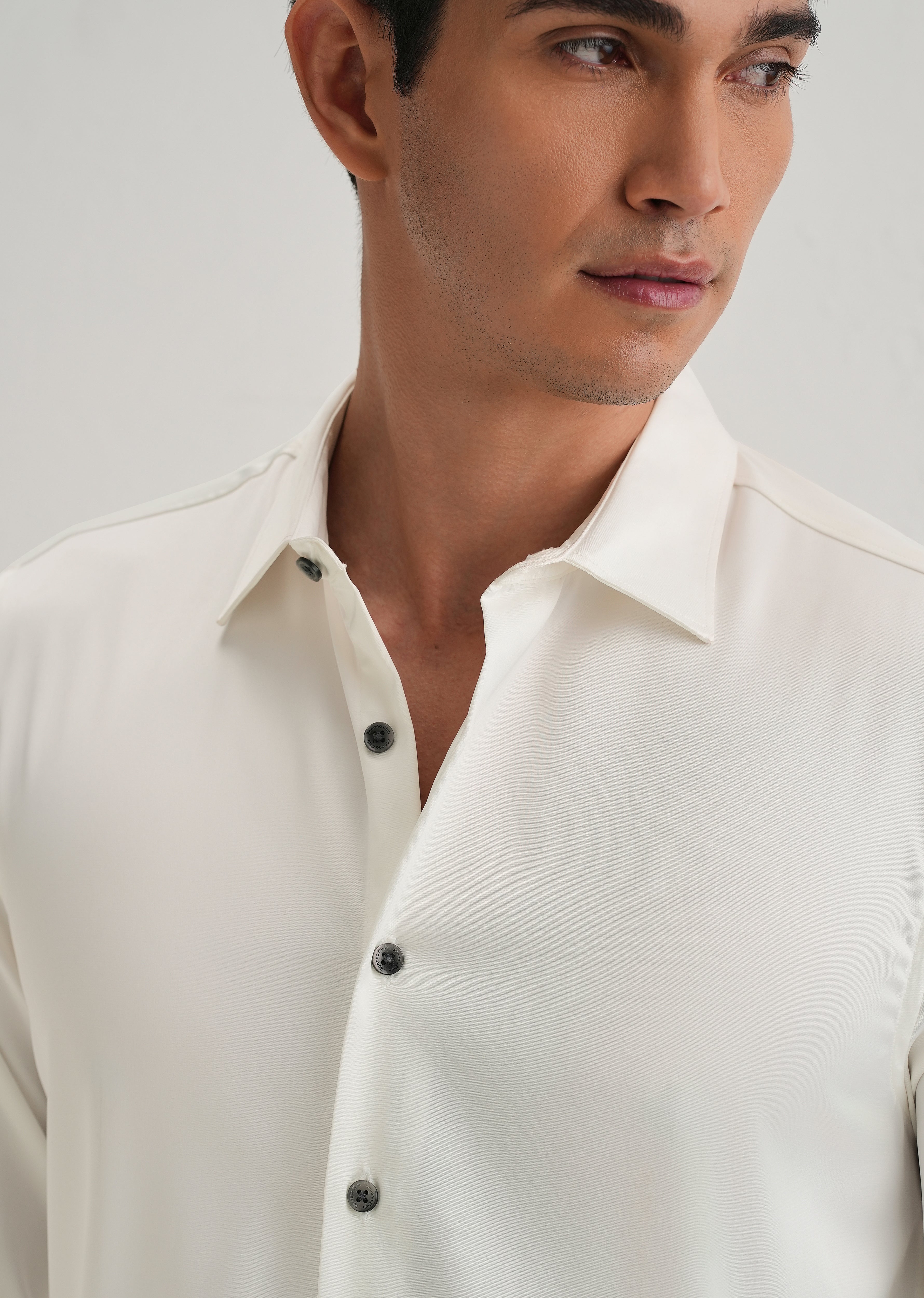 White Premium Satin-Finish Plain Shirt