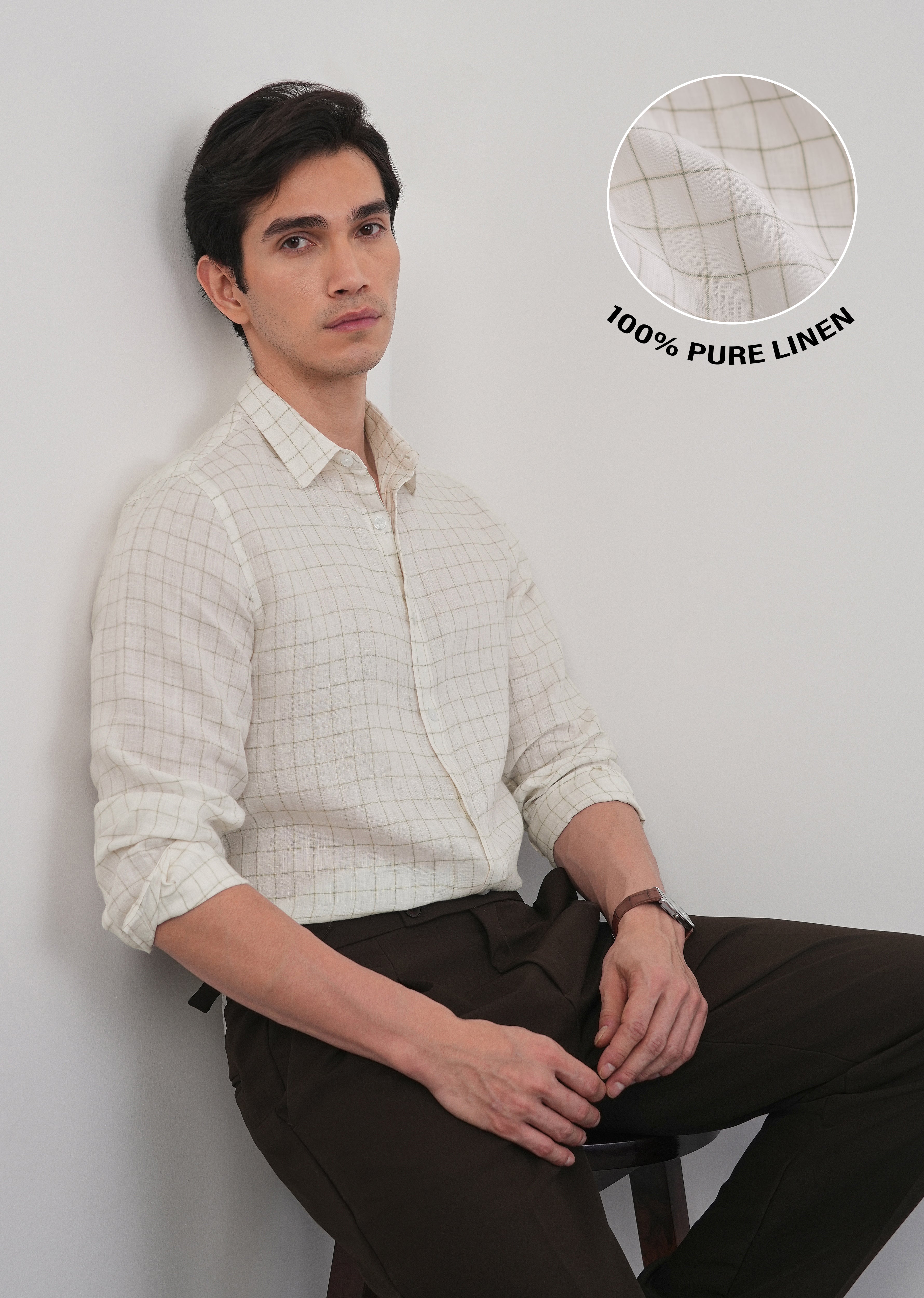 Off-White 100% Pure Linen Check Shirt