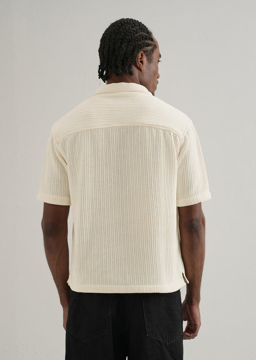 Ivory Suede Knit Cuban Collar Shirt