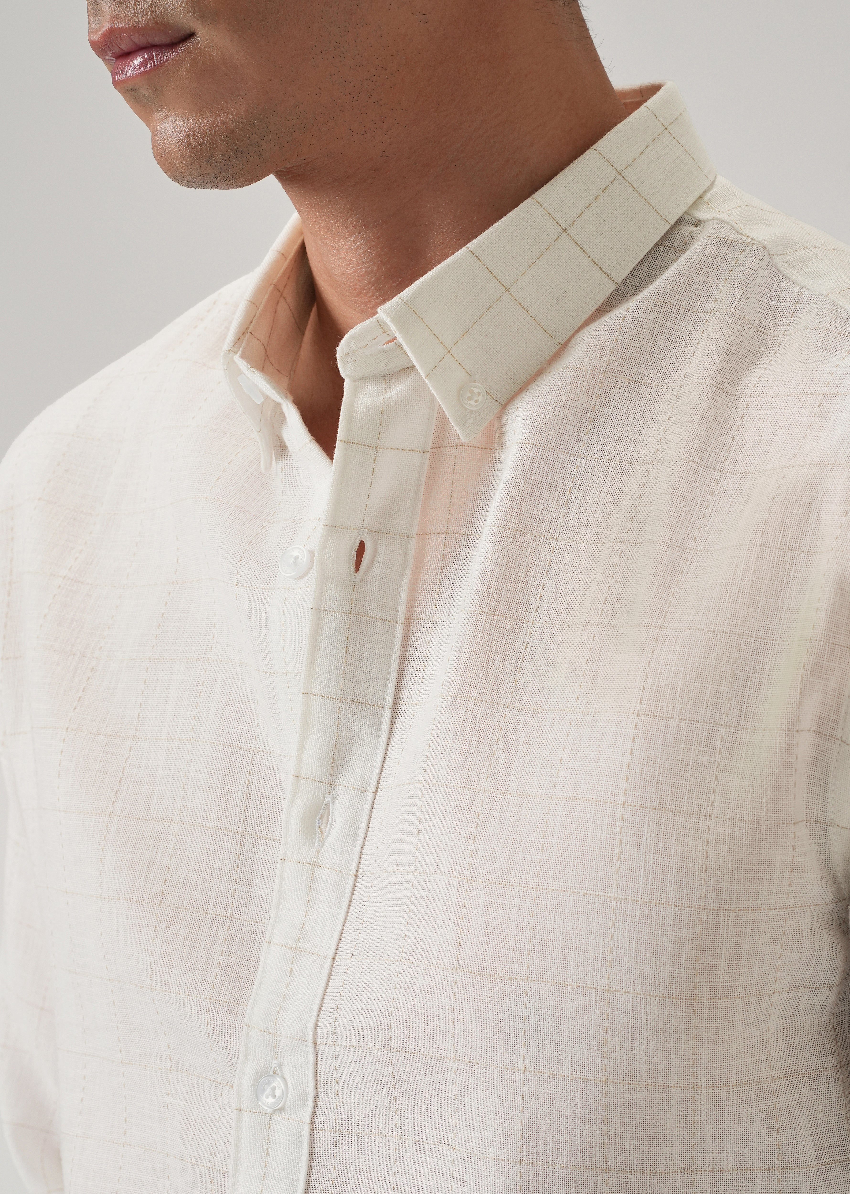 Off White Check Linen Shirt