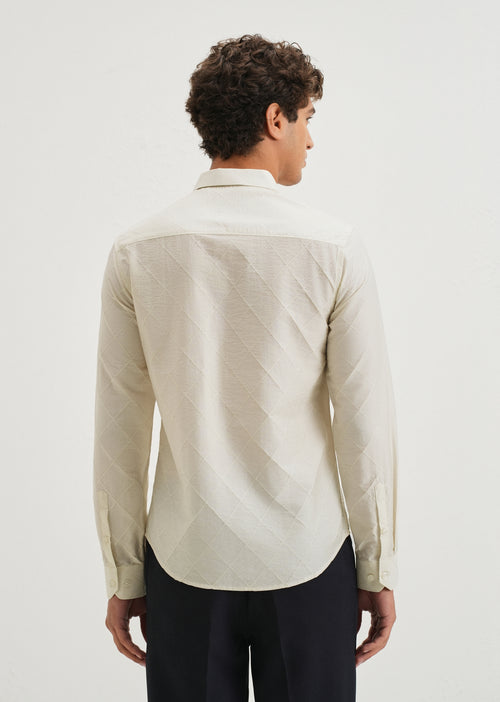 Off White Diamond Self Pattern Shirt