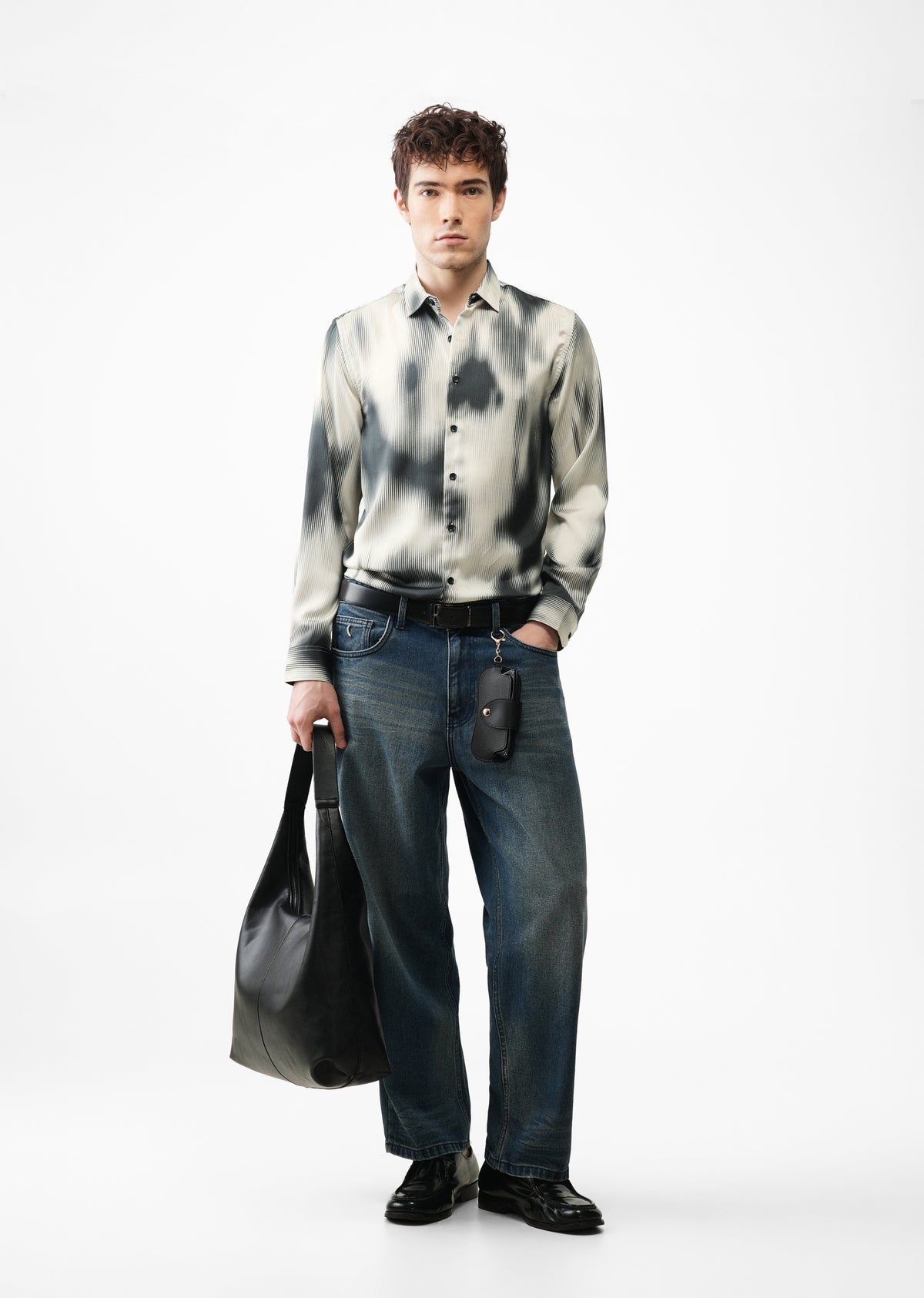 Off White Stripe Abstract Printed Shirt