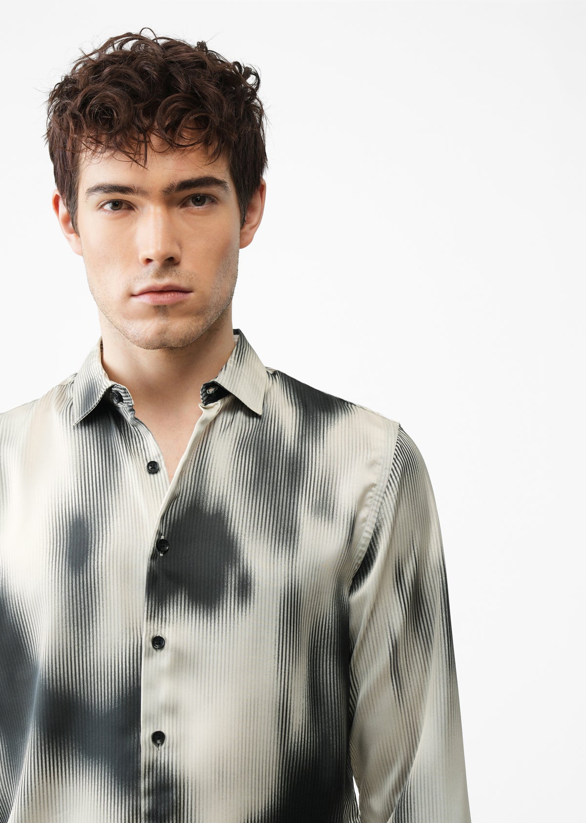 Off White Stripe Abstract Printed Shirt