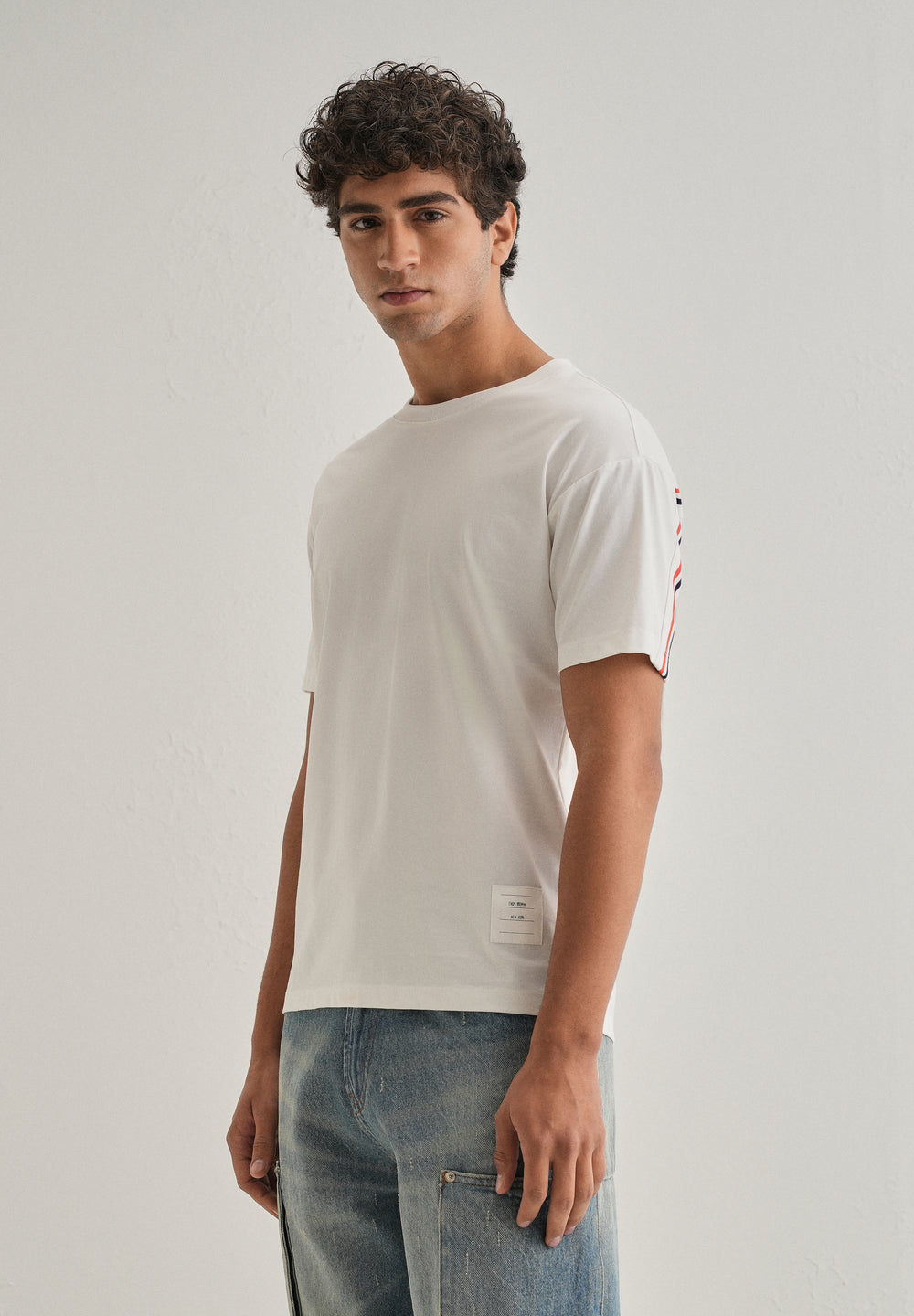 Off White Stripe Back Yoke T-shirt