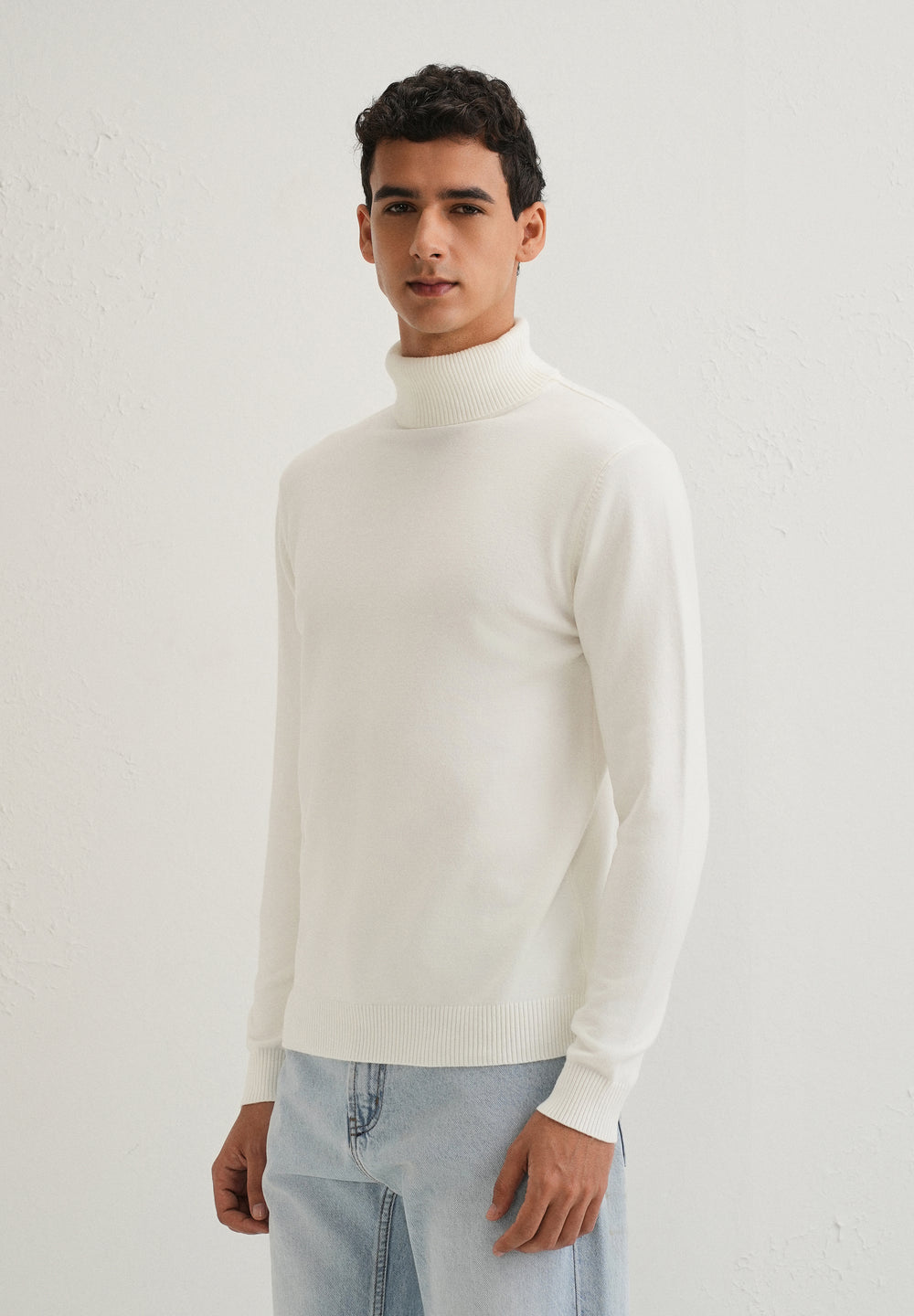 Off White Turtle-Neck Sweater