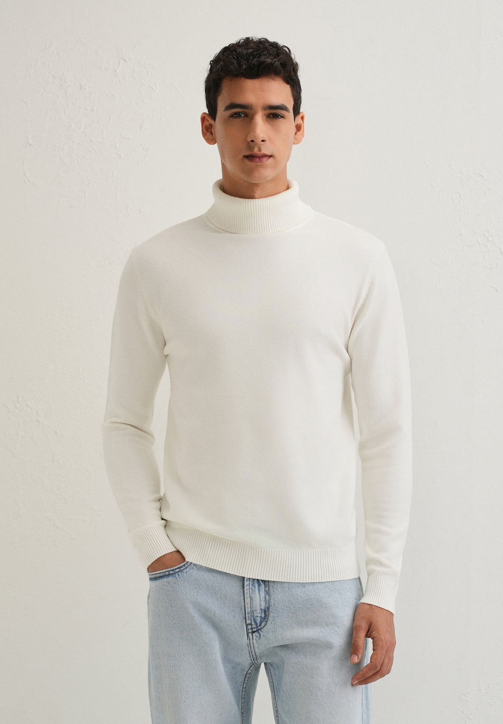 Off White Turtle-Neck Sweater