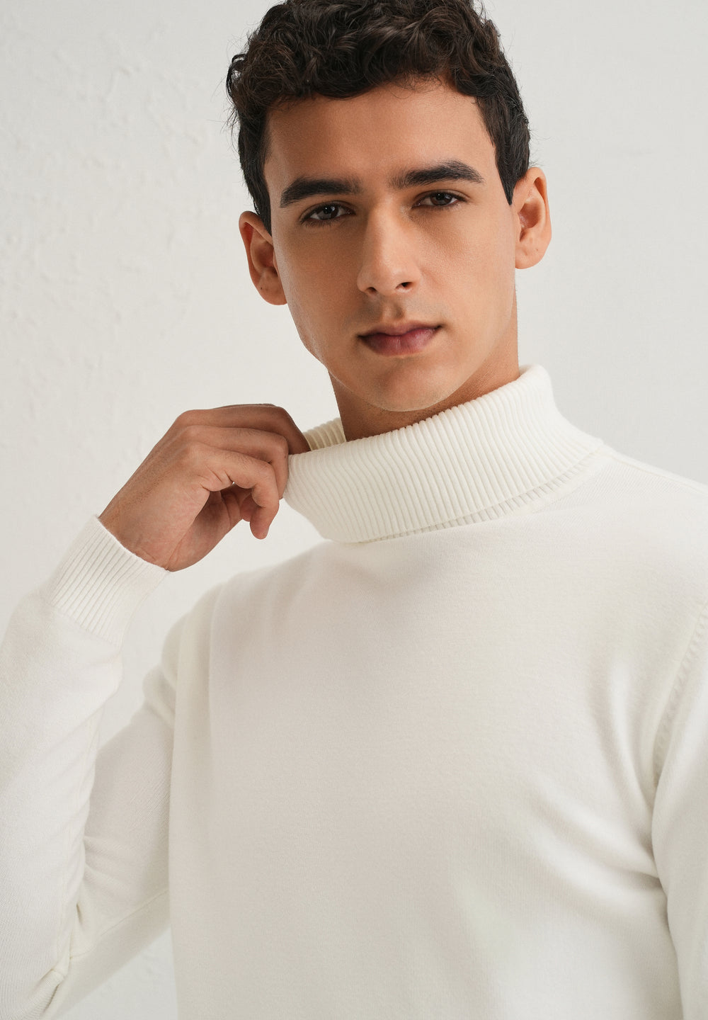 Off White Turtle-Neck Sweater