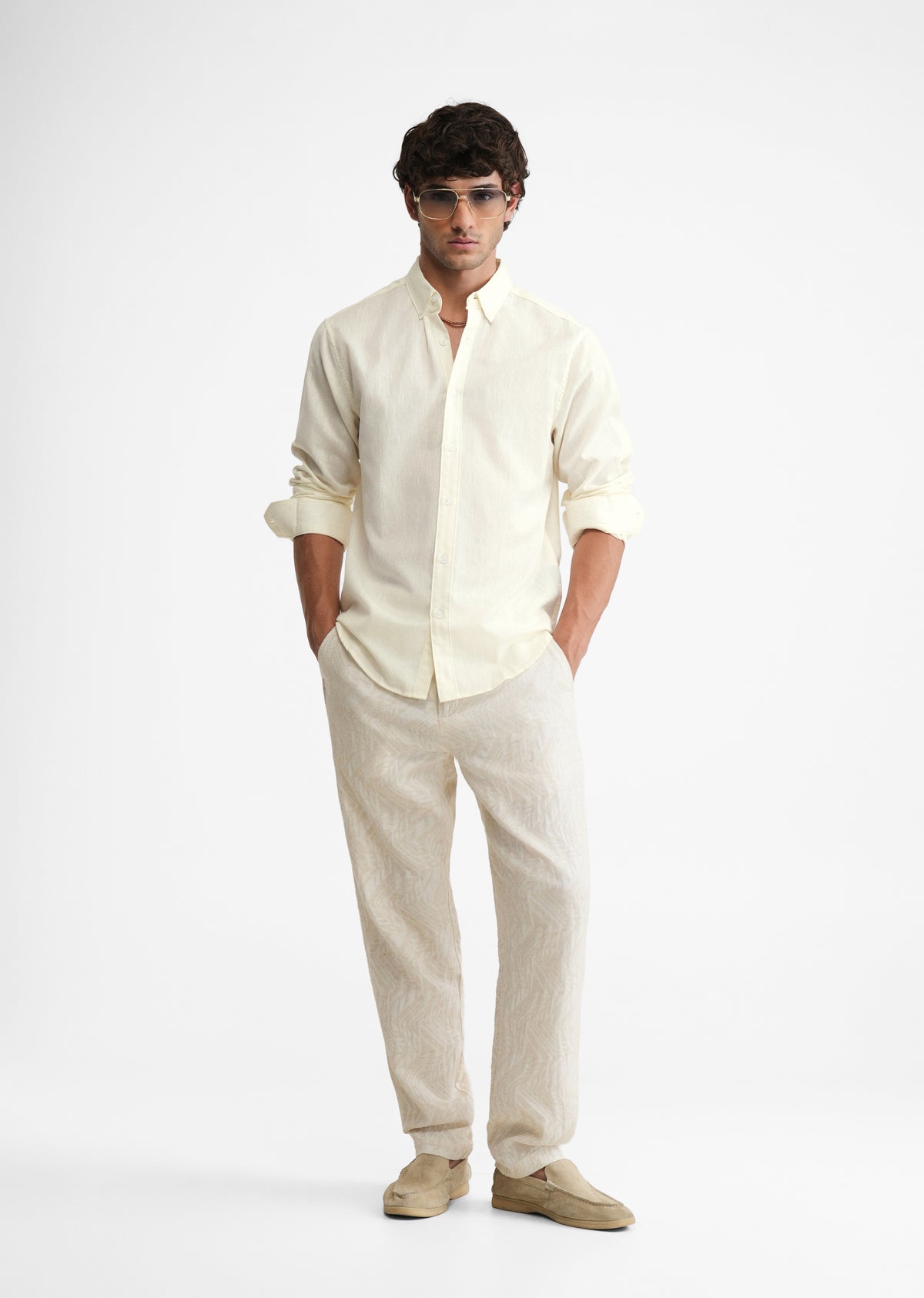 Off White Linen Blend Shirt