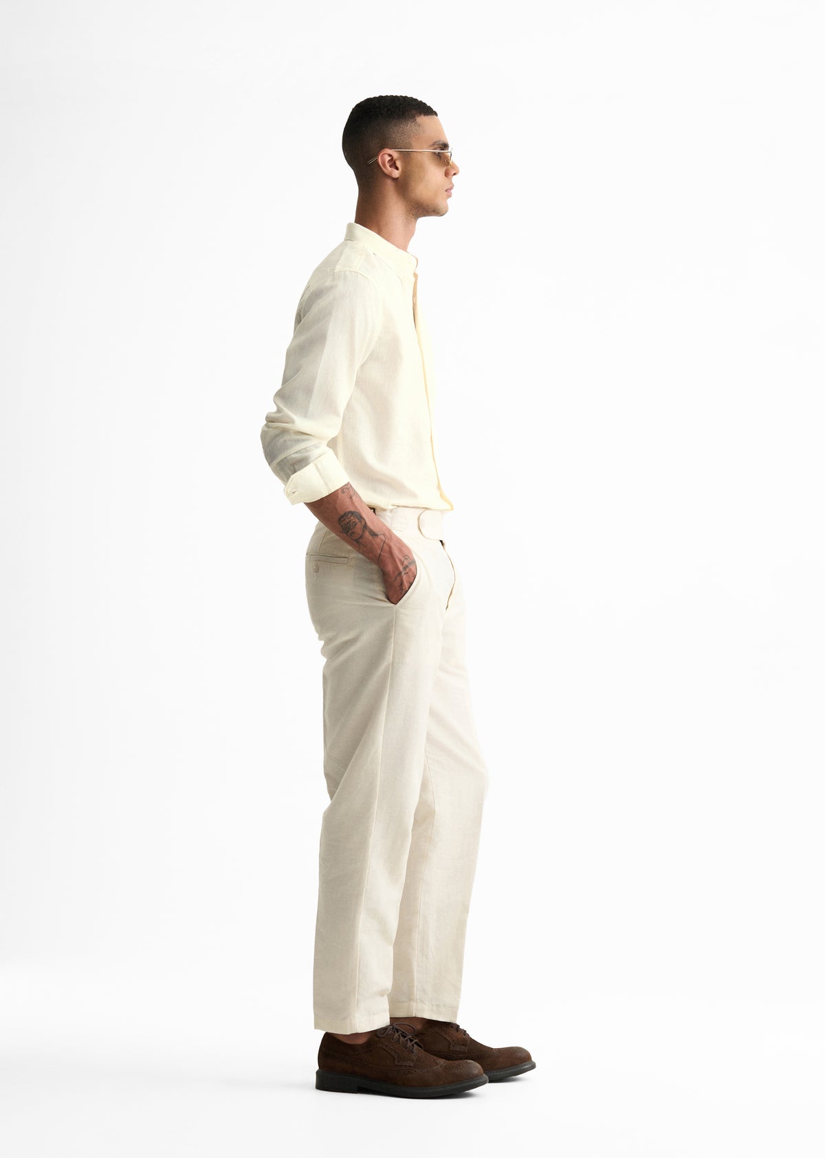 Off White Blended Linen shirt