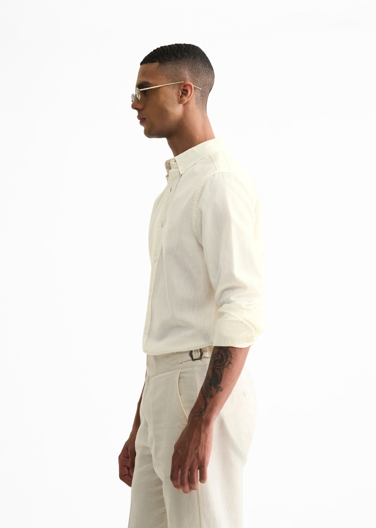 Off White Blended Linen shirt