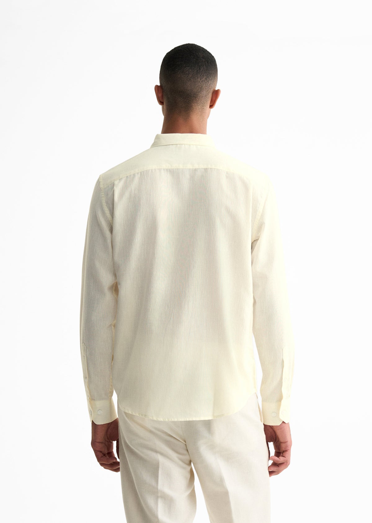 Off White Blended Linen Shirt