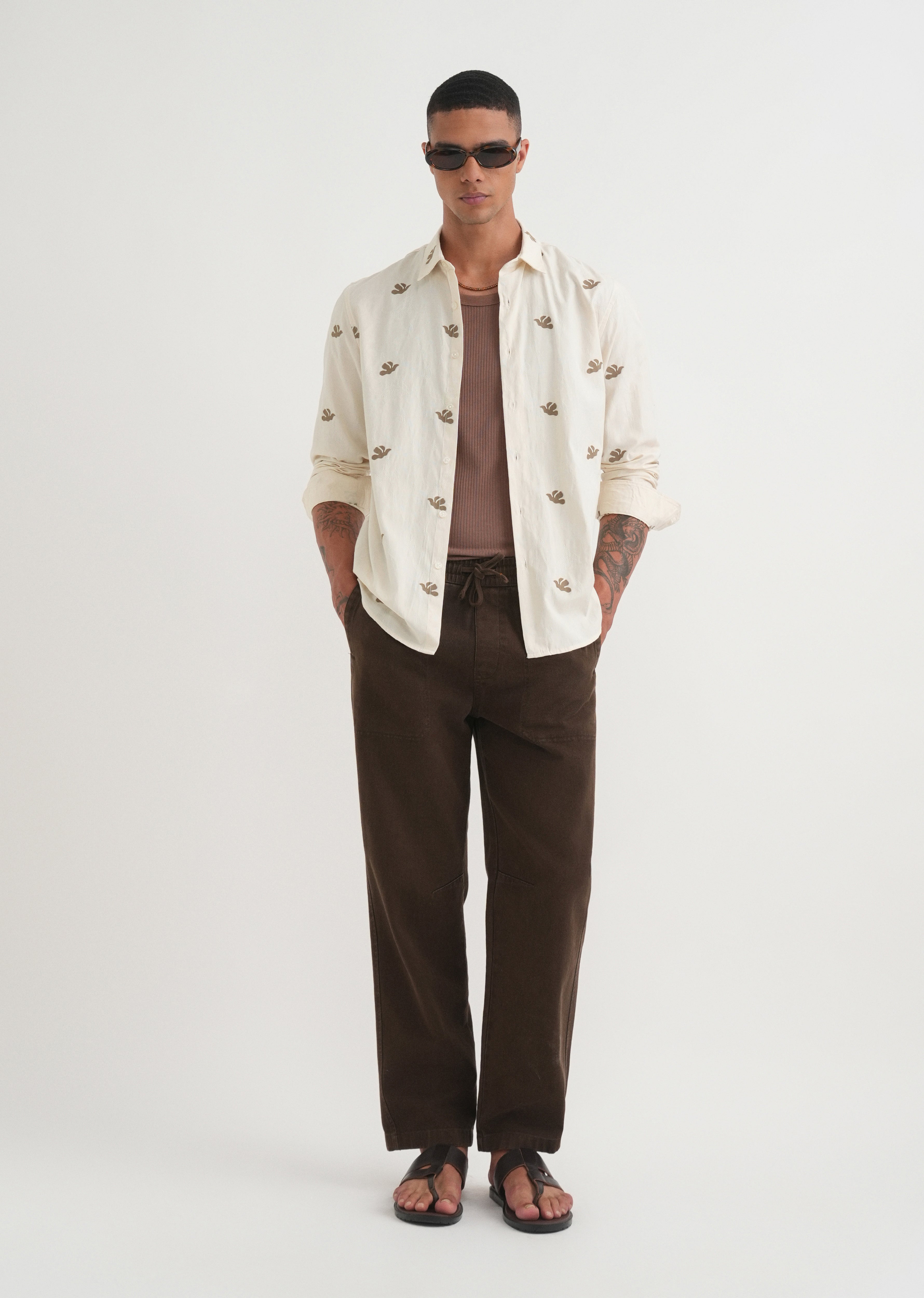 Olive Abstract Printed Jacquard Shirt