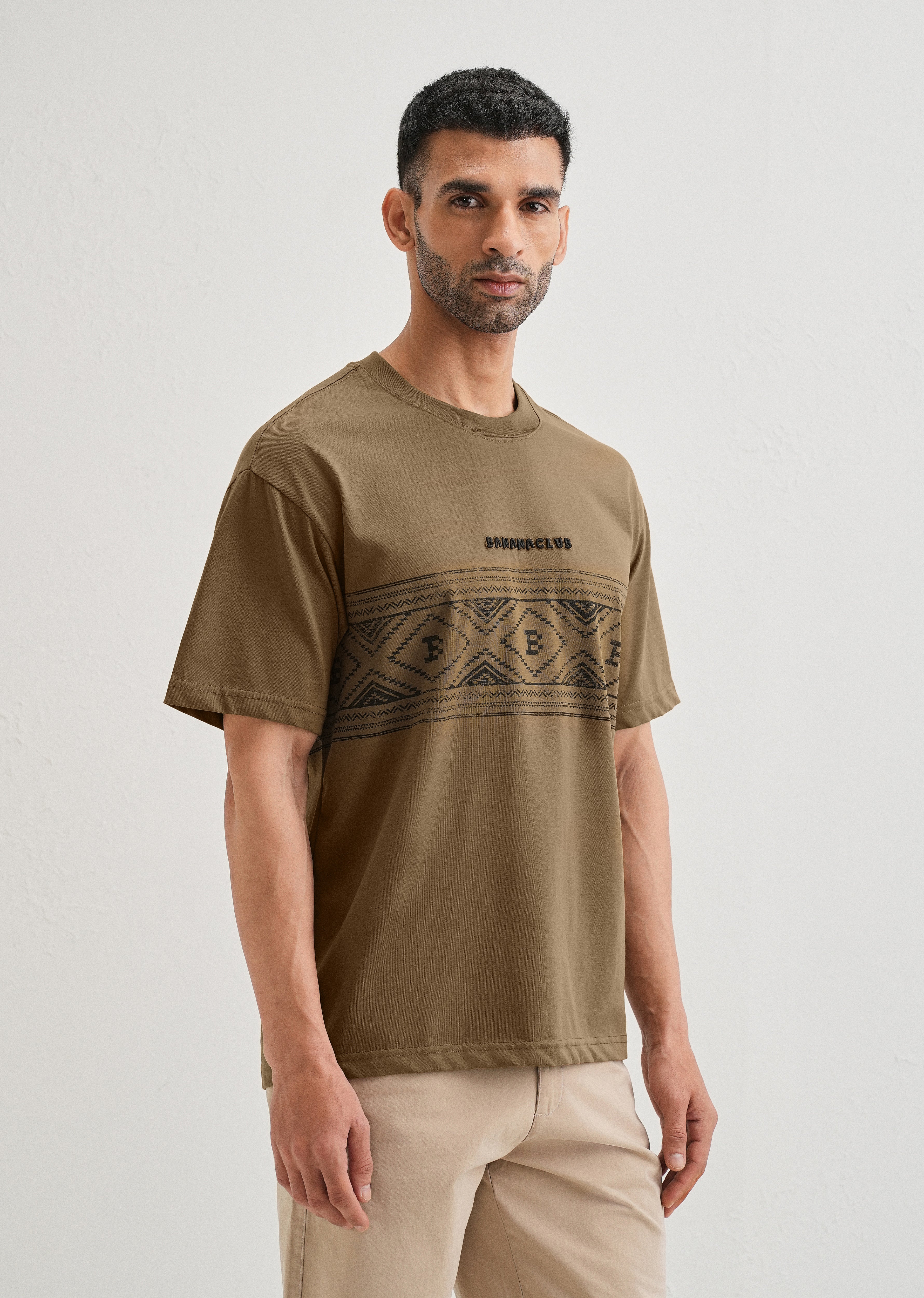 Olive Aztec Printed Oversized T-shirt