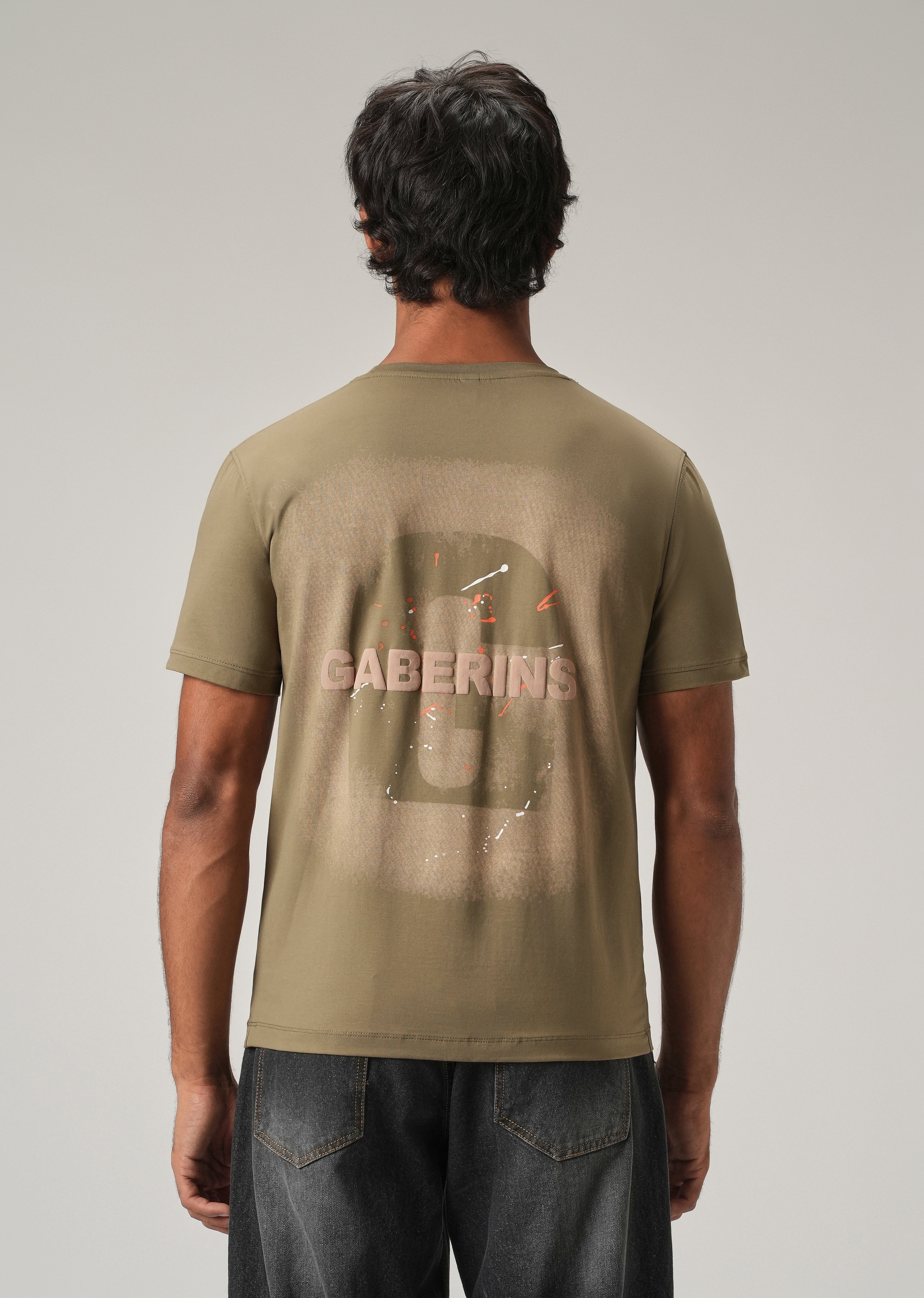 Olive Back Print Slim Fit T-Shirt