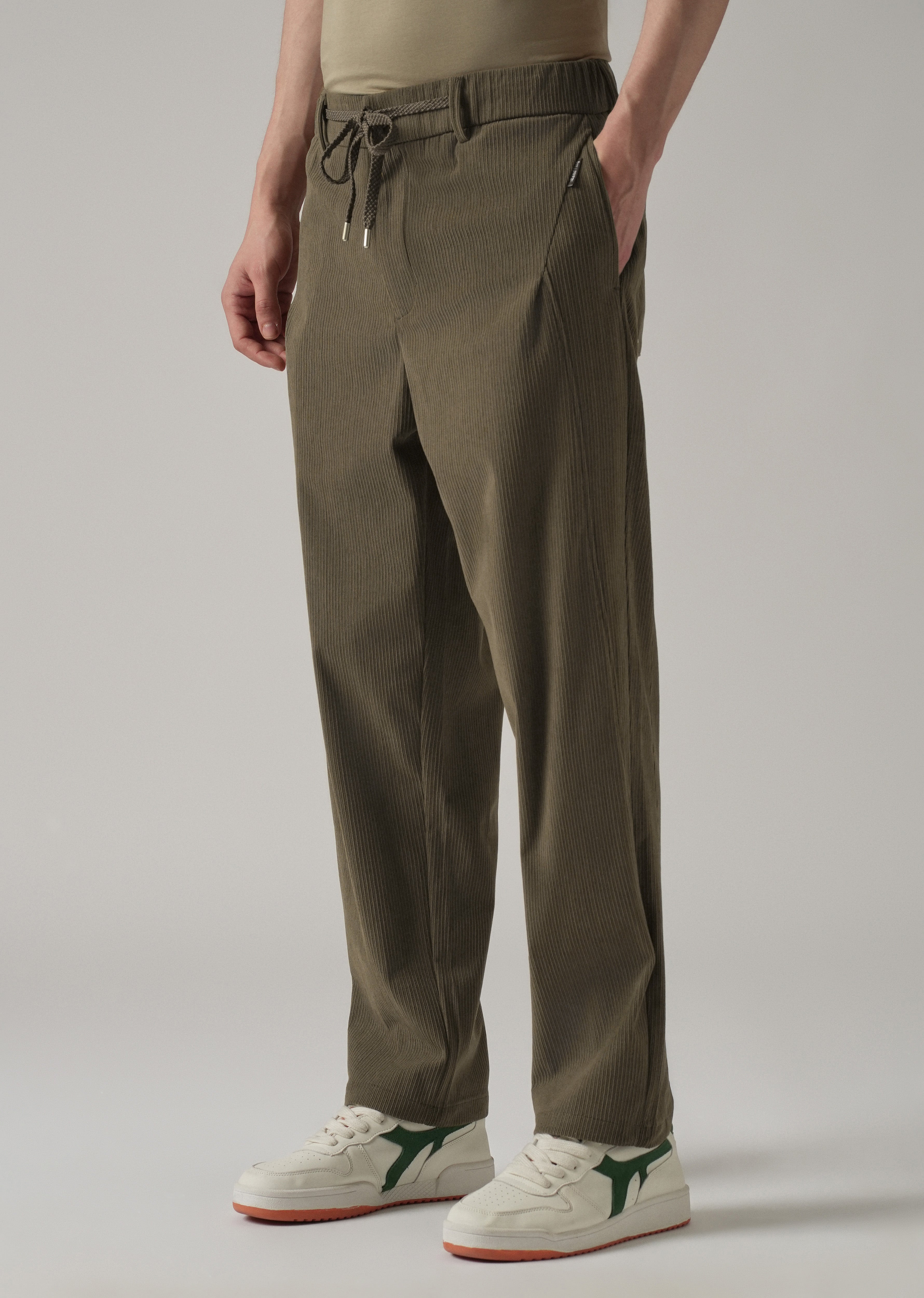 Olive Brown Corduroy Drawstring Pant